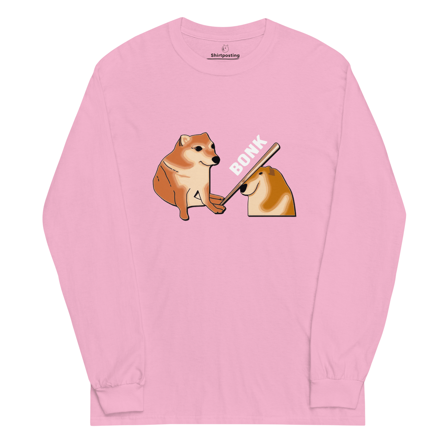 Bonk Long Sleeve T-Shirt Meme - Light Pink | Shirtposting