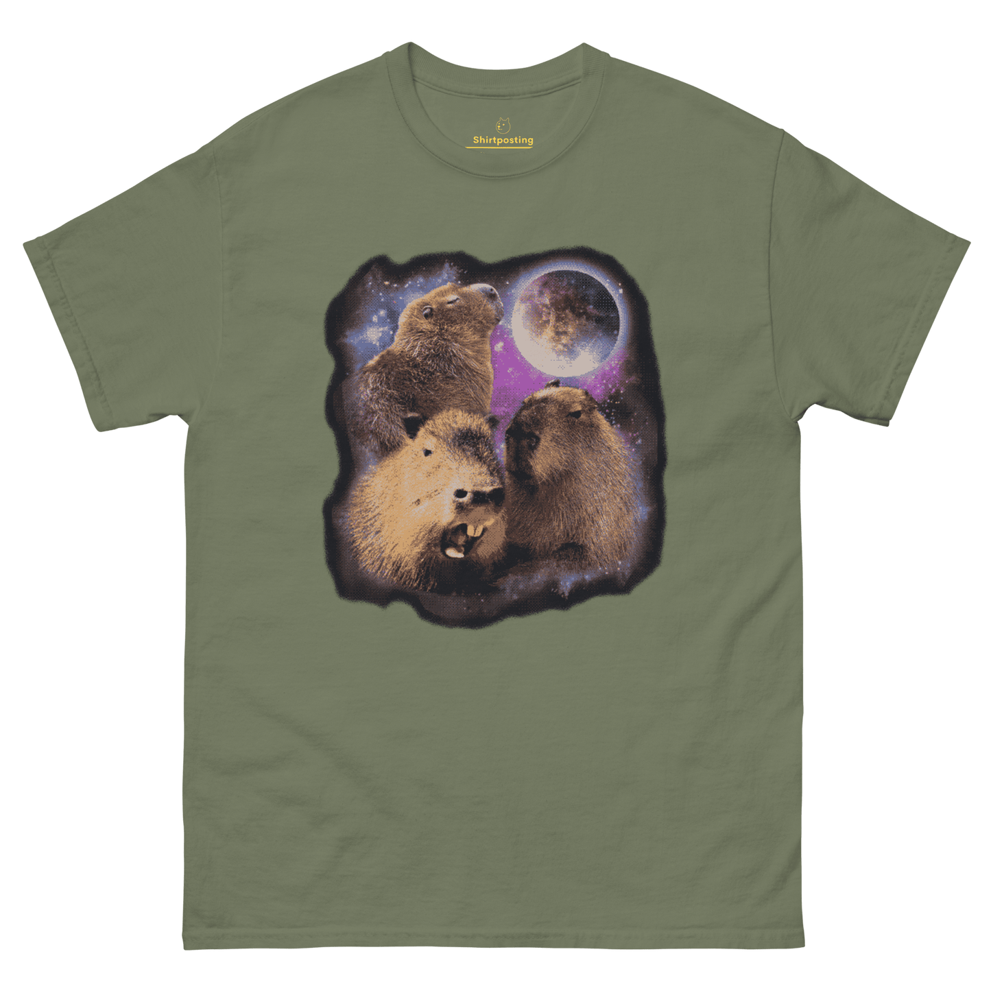 Capybara Classic T-Shirt Meme - Military Green | Shirtposting