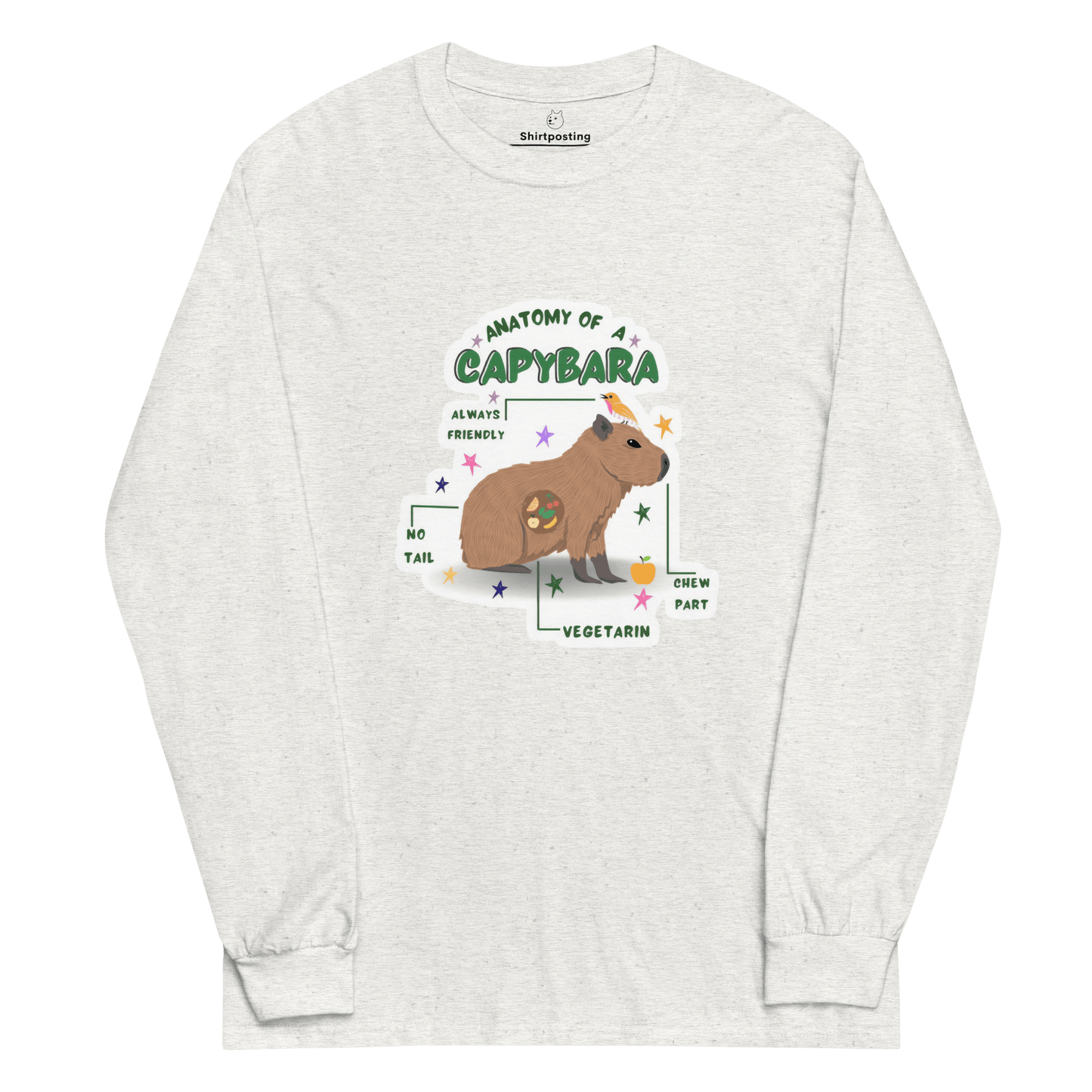 Capybara Long Sleeve T-Shirt Meme - Ash | Shirtposting