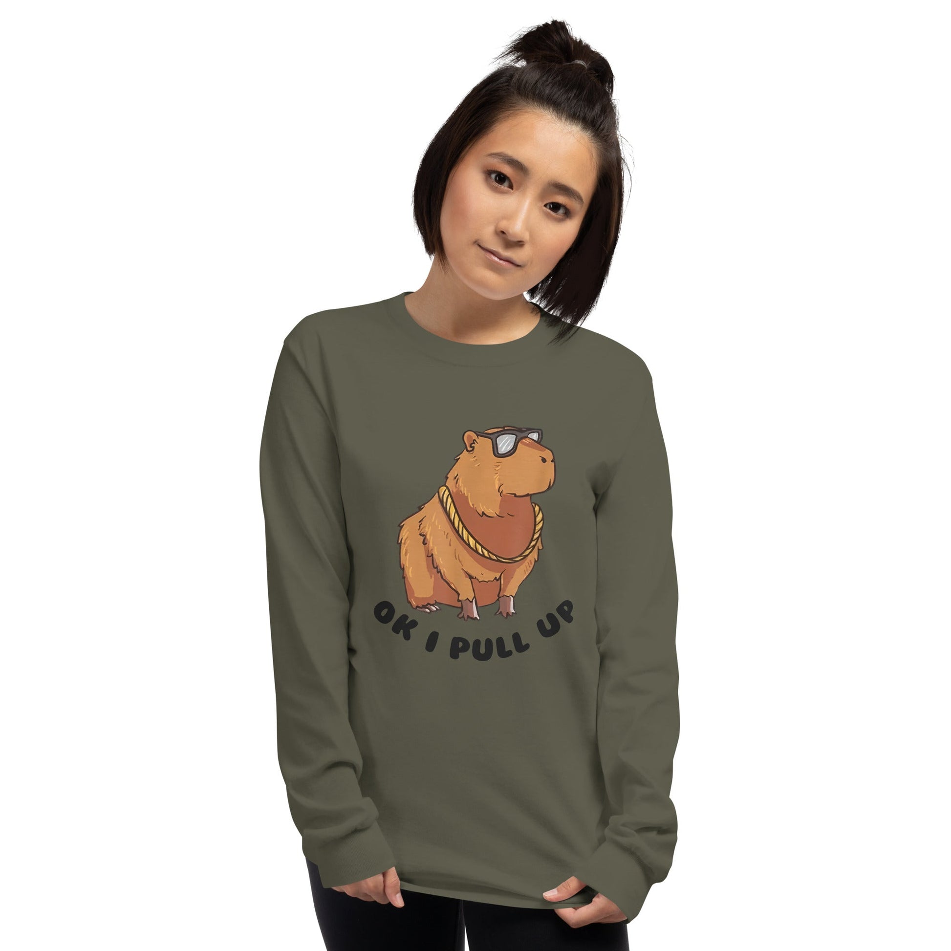 Capybara Long Sleeve T-Shirt Meme - Ash | Shirtposting
