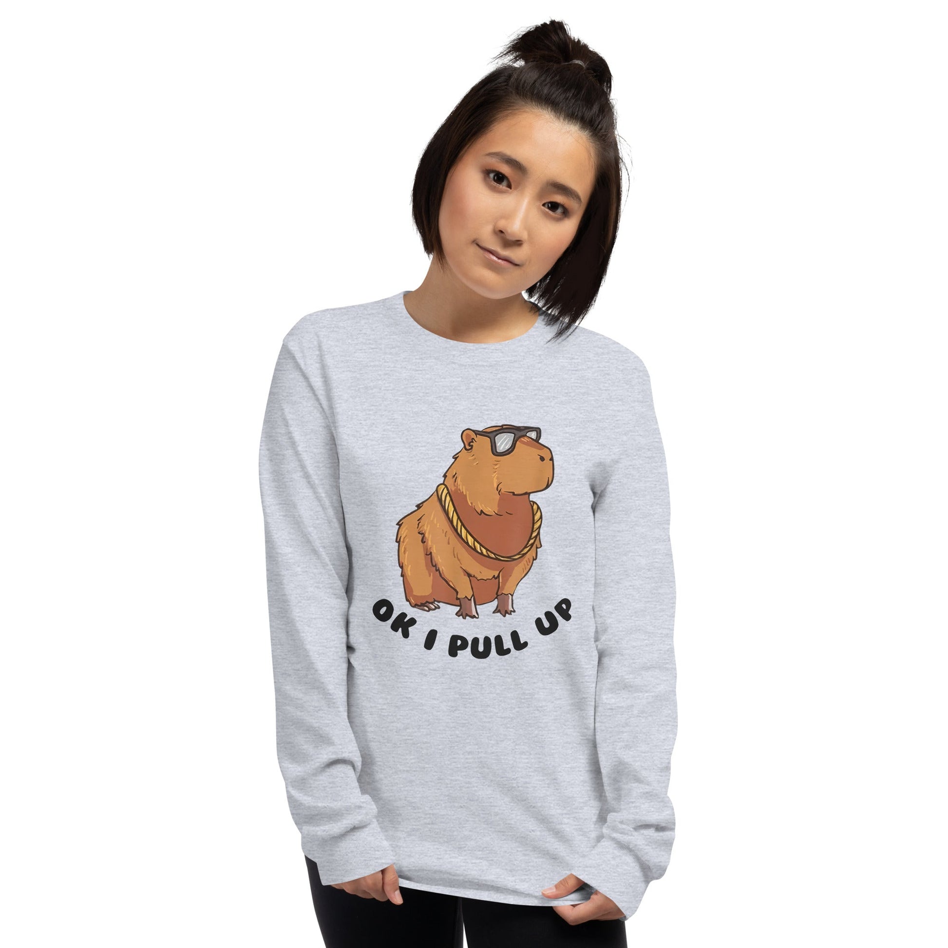 Capybara Long Sleeve T-Shirt Meme - Ash | Shirtposting