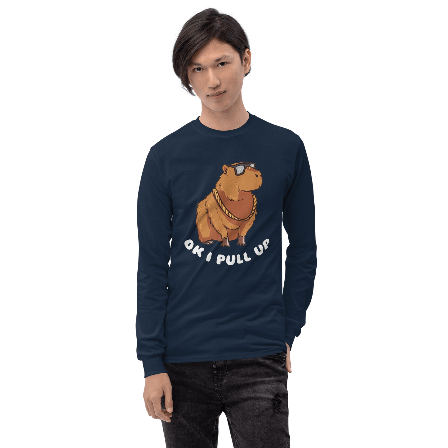 Capybara Long Sleeve T-Shirt Meme - Military Green | Shirtposting