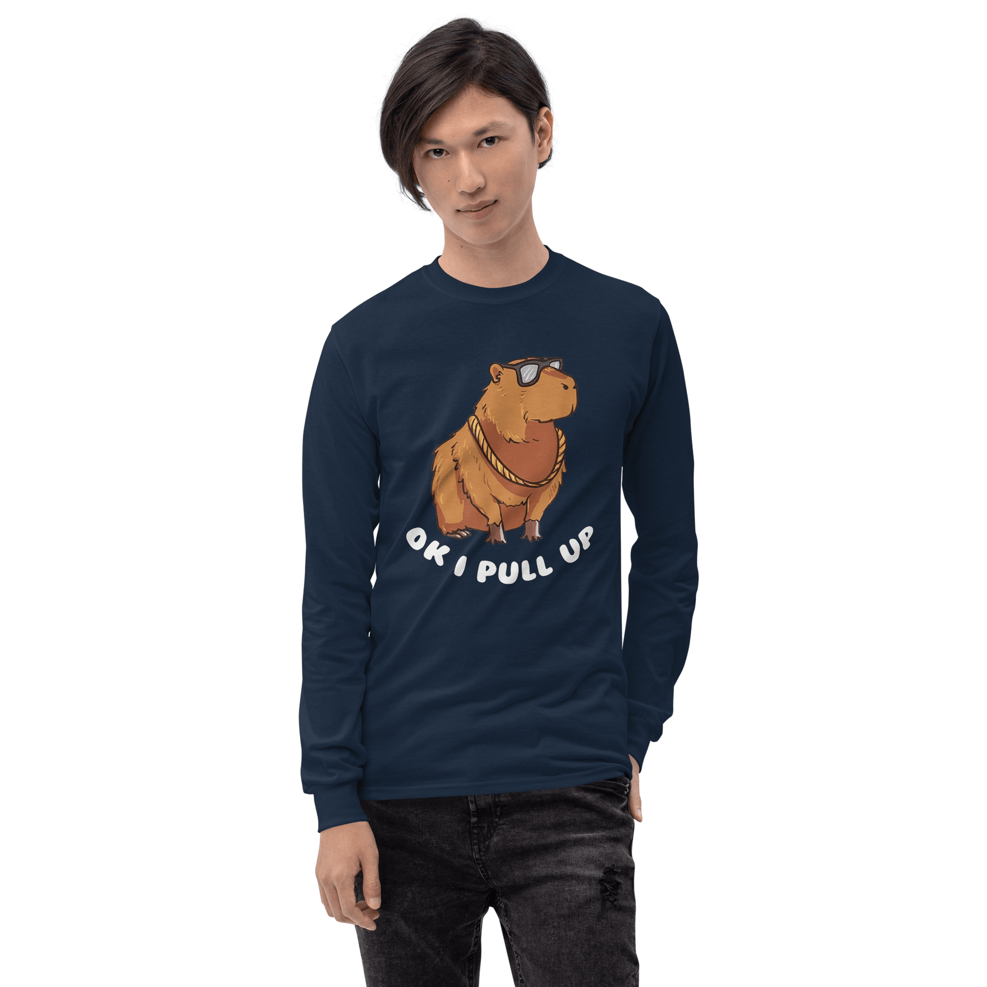 Capybara Long Sleeve T-Shirt Meme - Military Green | Shirtposting