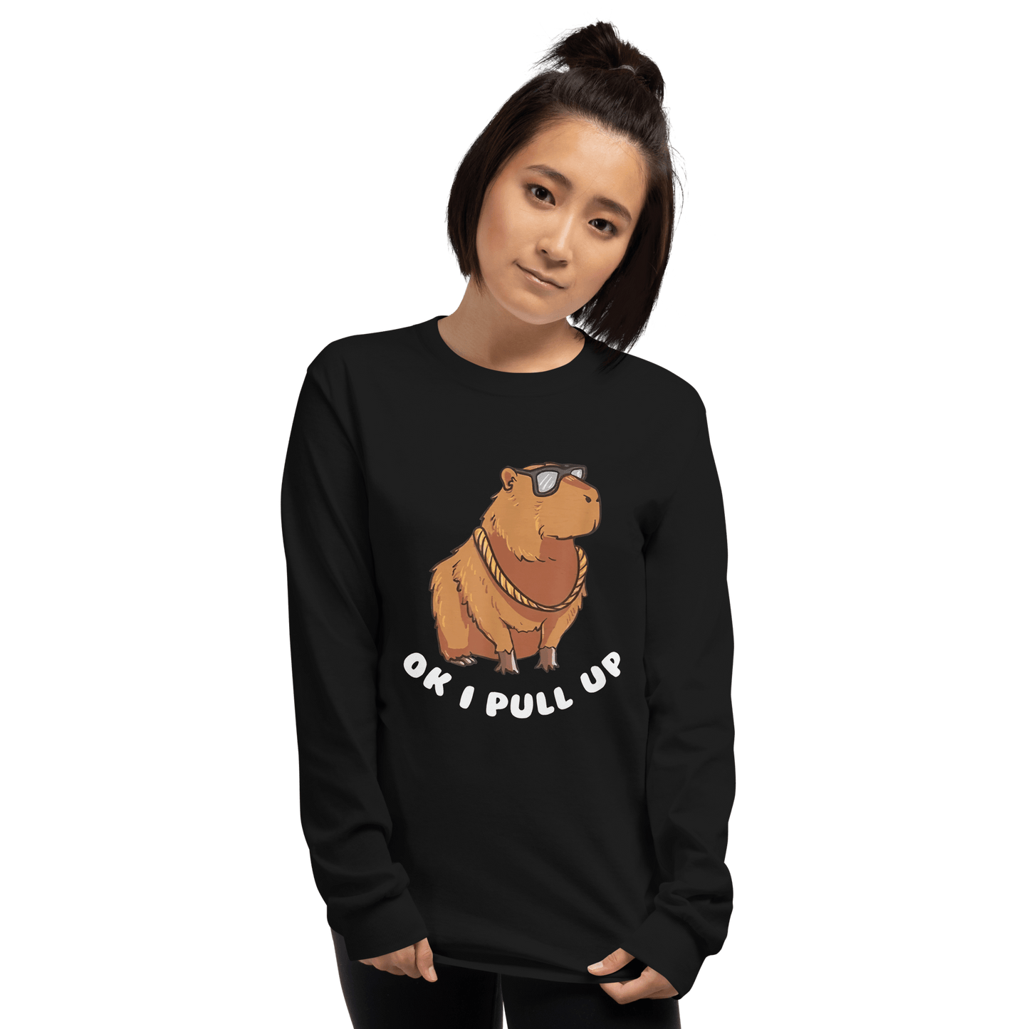 Capybara Long Sleeve T-Shirt Meme - Military Green | Shirtposting