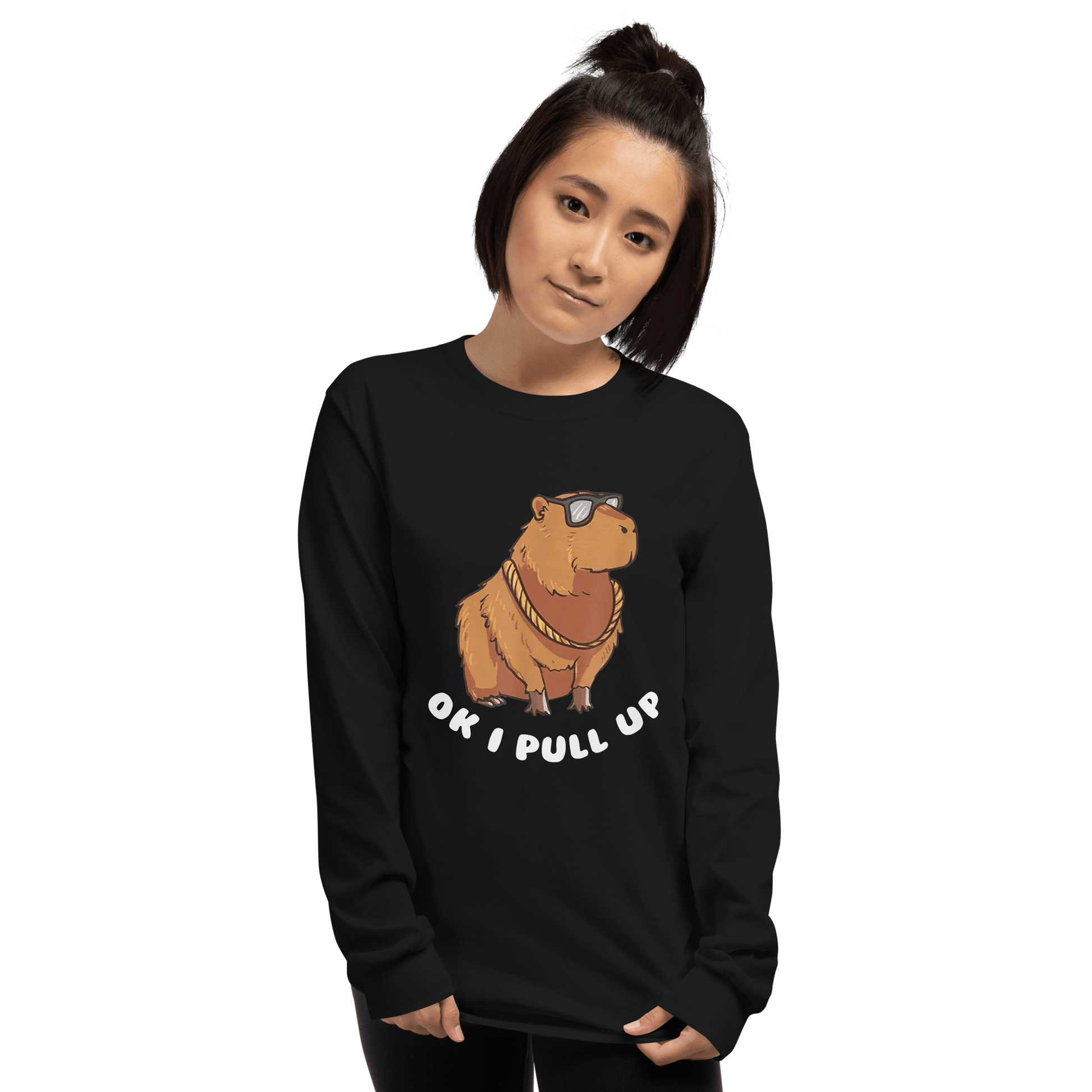 Capybara Long Sleeve T-Shirt Meme - Military Green | Shirtposting
