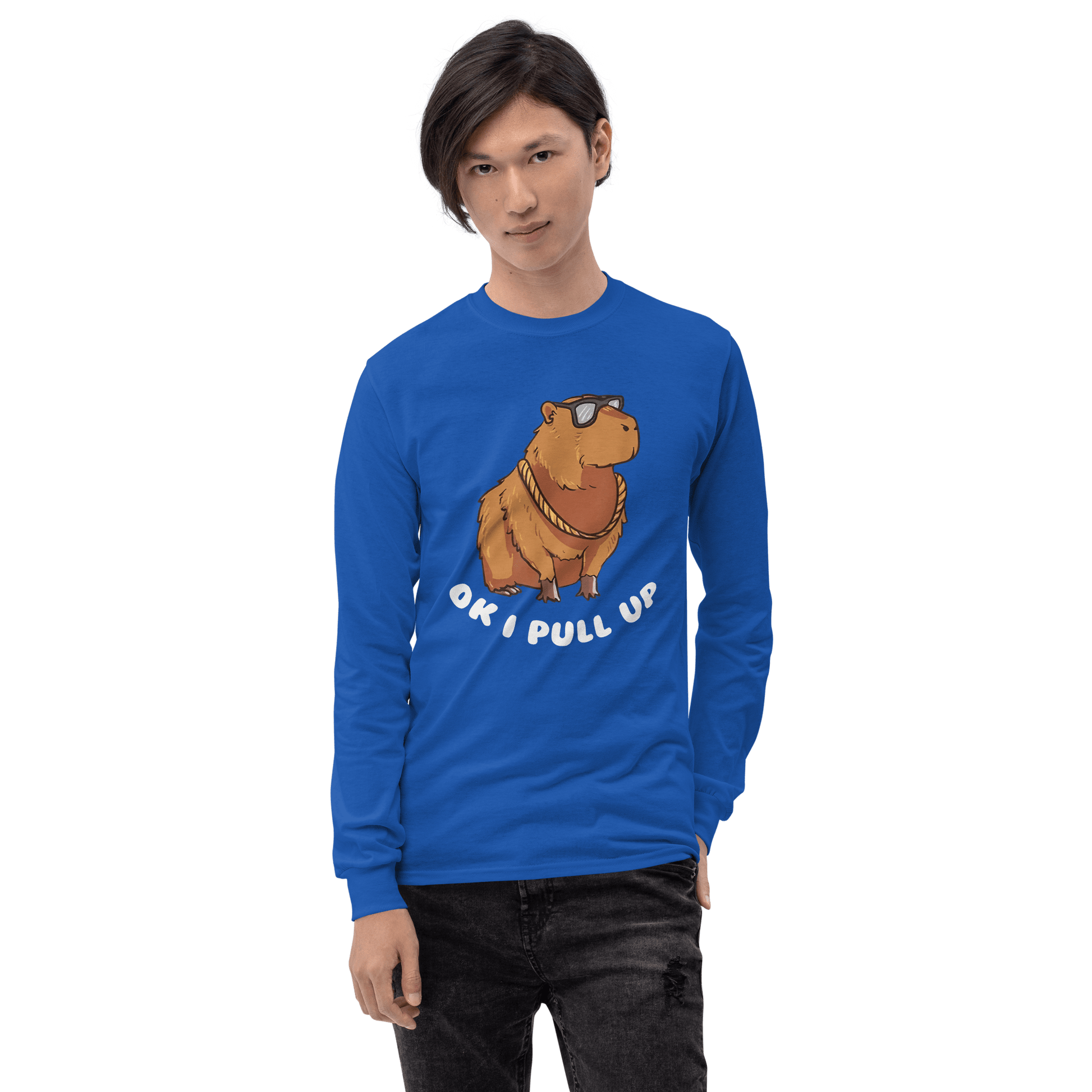Capybara Long Sleeve T-Shirt Meme - Military Green | Shirtposting