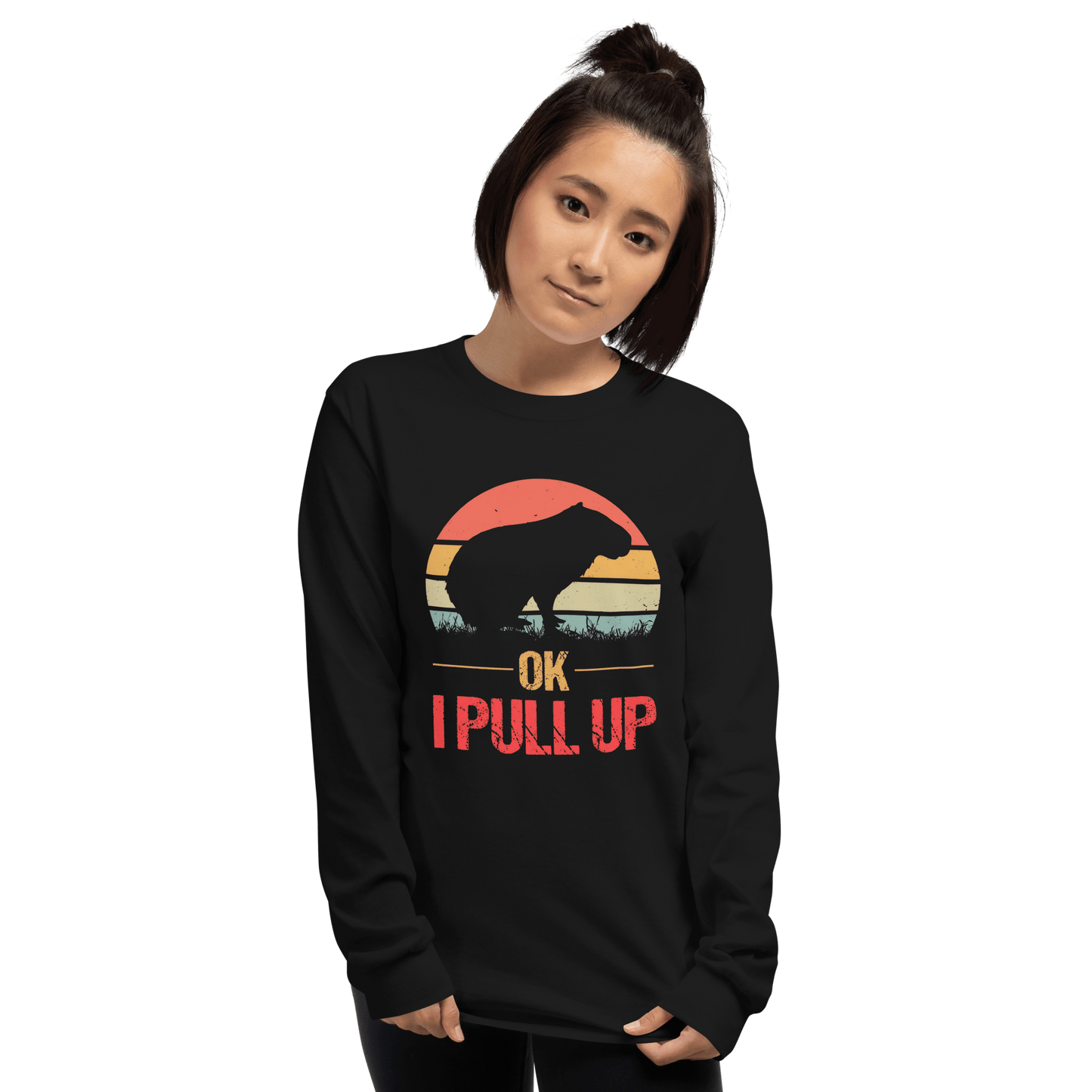 Capybara Long Sleeve T-Shirt Meme - Navy | Shirtposting