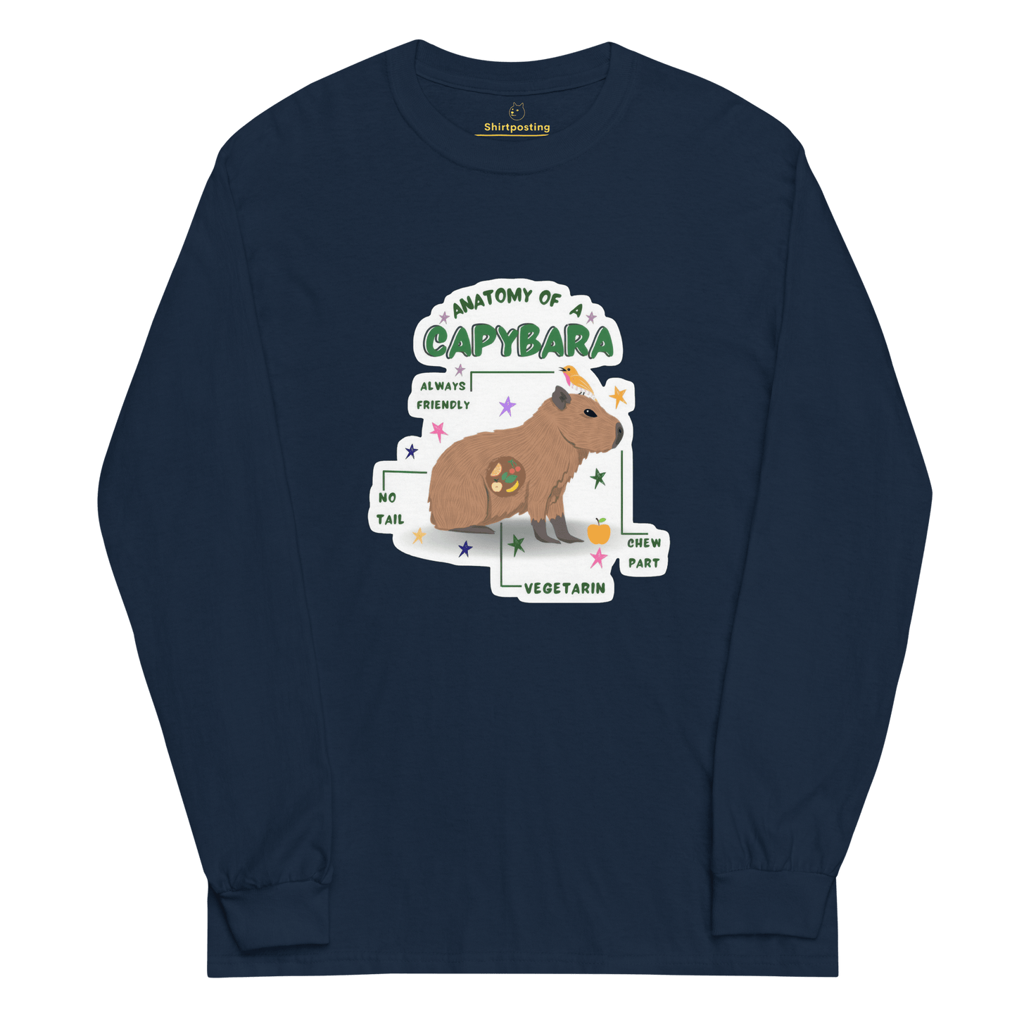 Capybara Long Sleeve T-Shirt Meme - Navy | Shirtposting