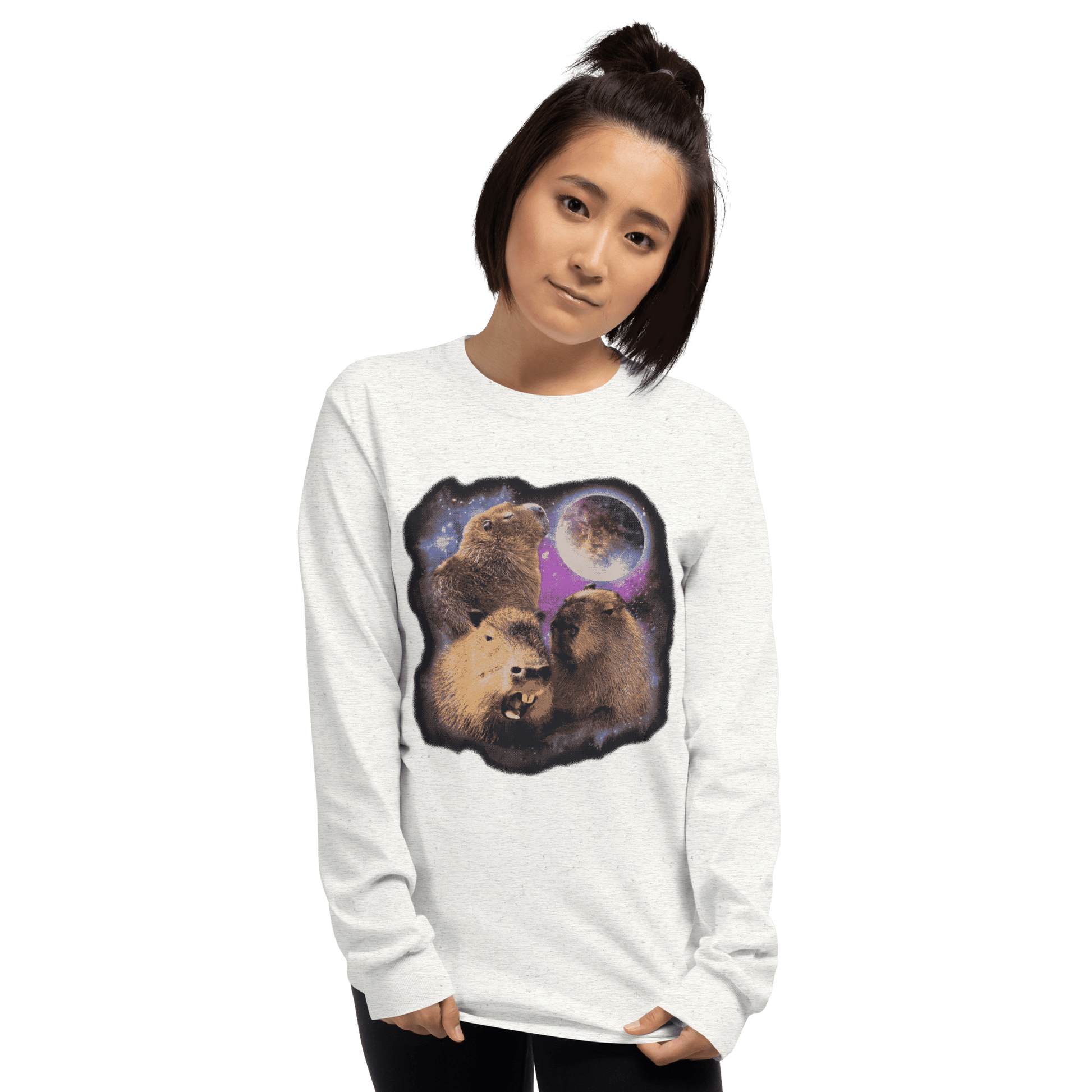 Capybara Long Sleeve T-Shirt Meme - Sport Grey | Shirtposting