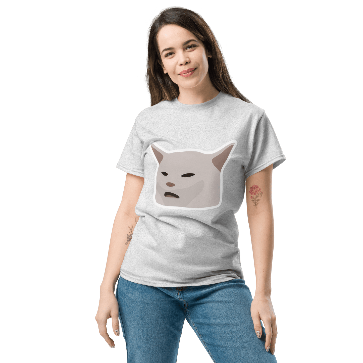 Cat Classic T-Shirt Meme - Ash | Shirtposting