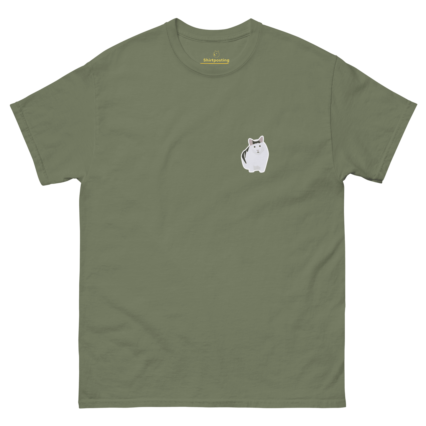 Cat Classic T-Shirt Meme - Military Green | Shirtposting