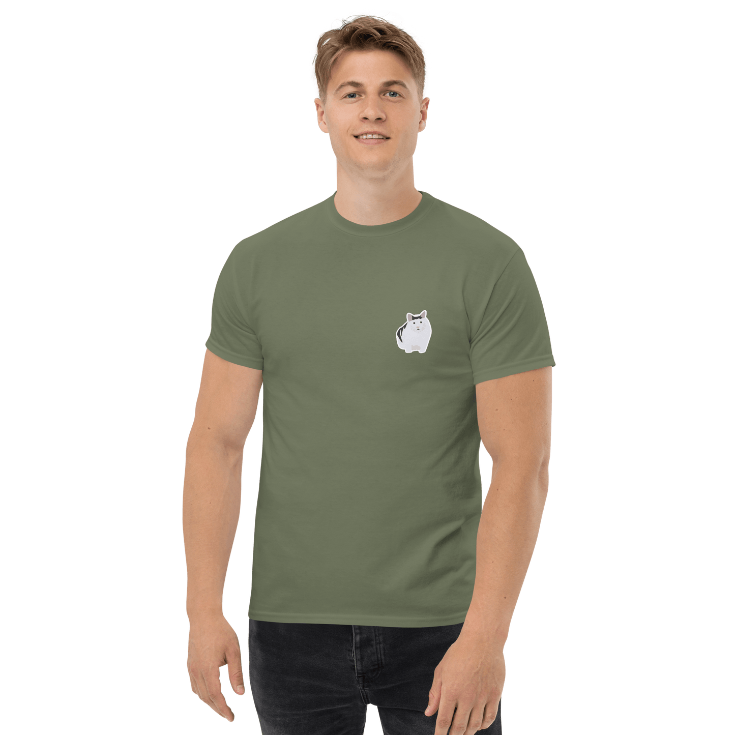 Cat Classic T-Shirt Meme - Military Green | Shirtposting