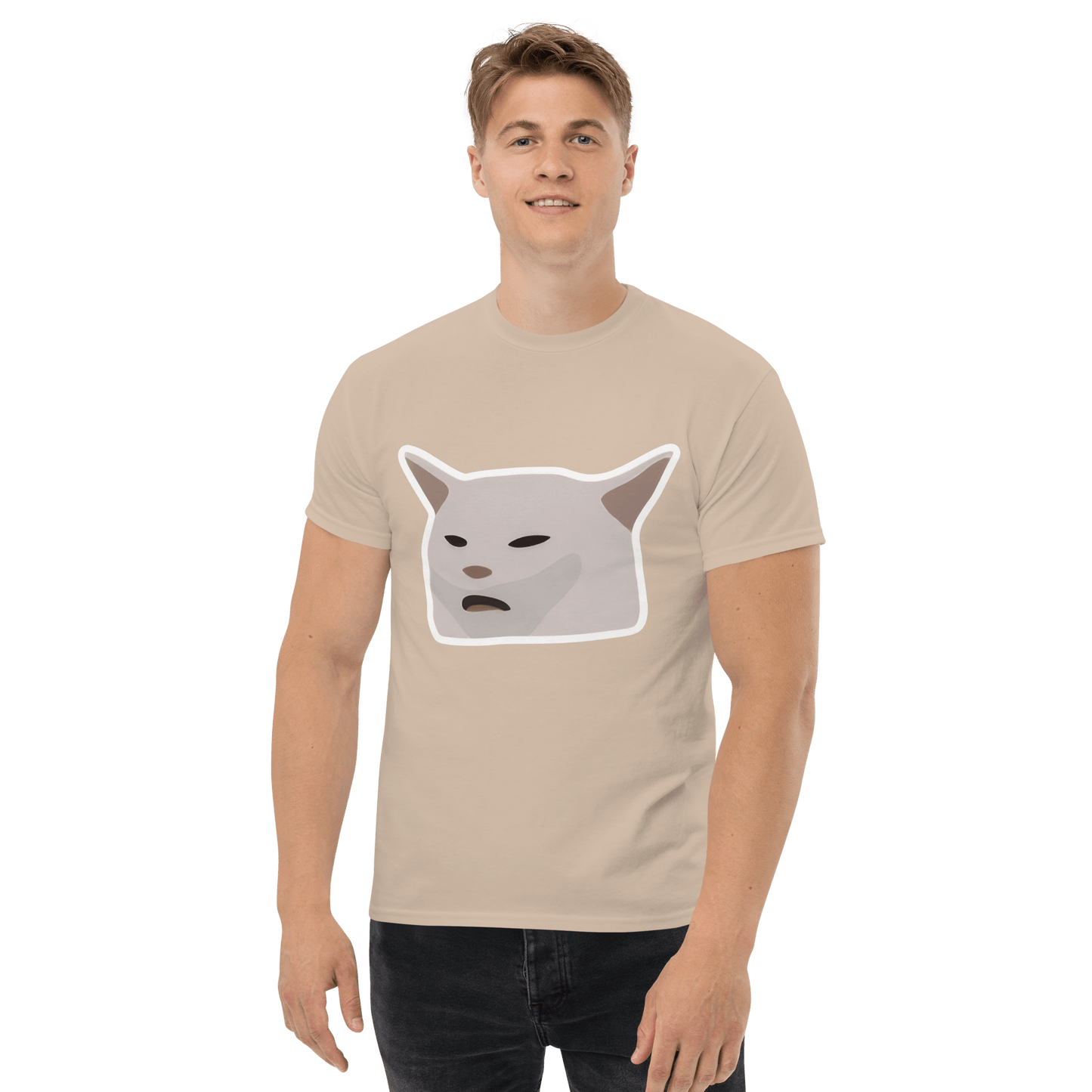 Cat Classic T-Shirt Meme - Military Green | Shirtposting