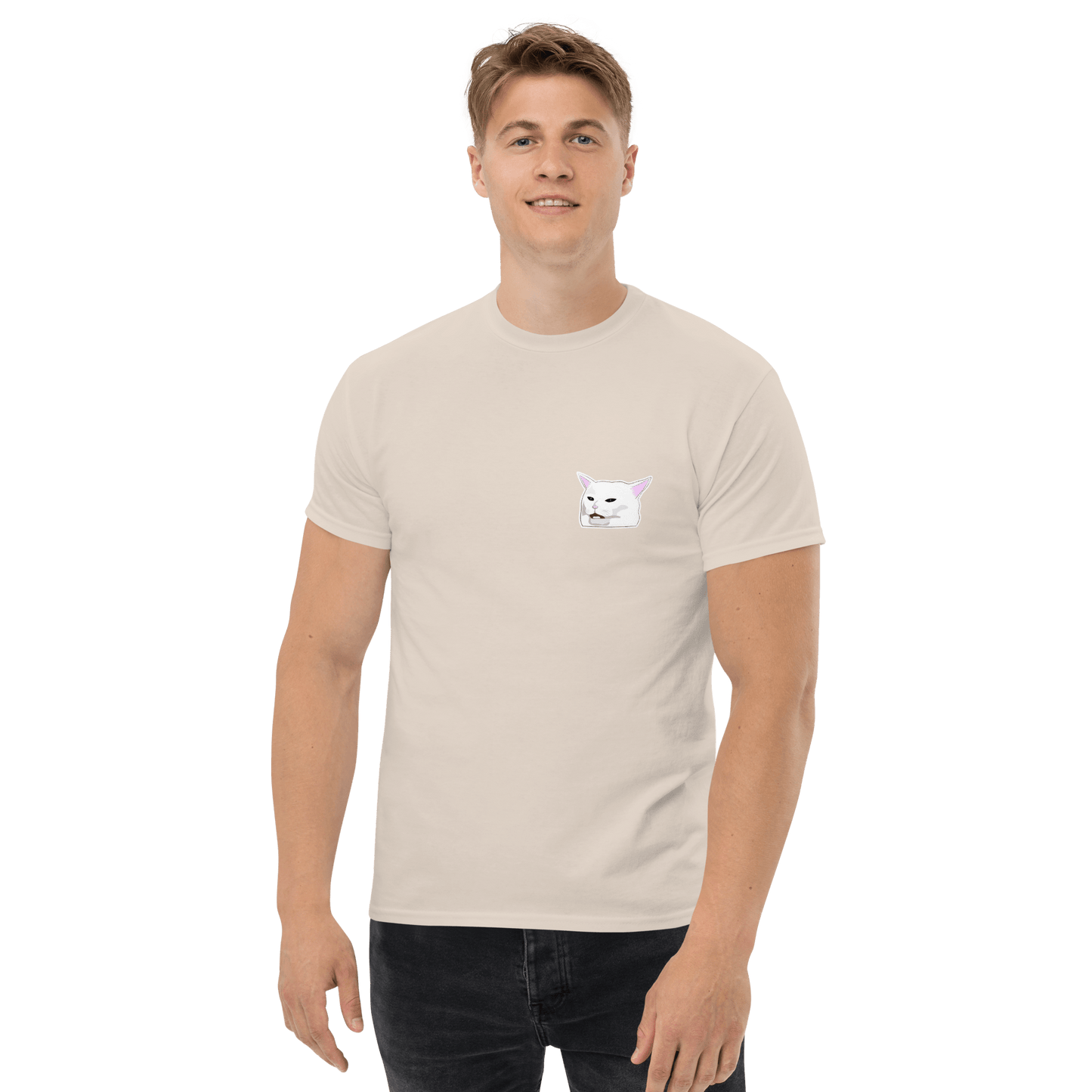 Cat Classic T-Shirt Meme - Military Green | Shirtposting