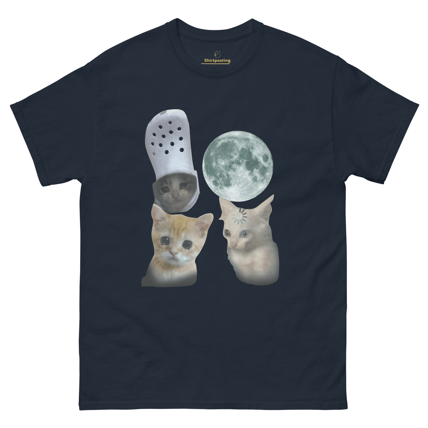 Cat Classic T-Shirt Meme - Navy | Shirtposting