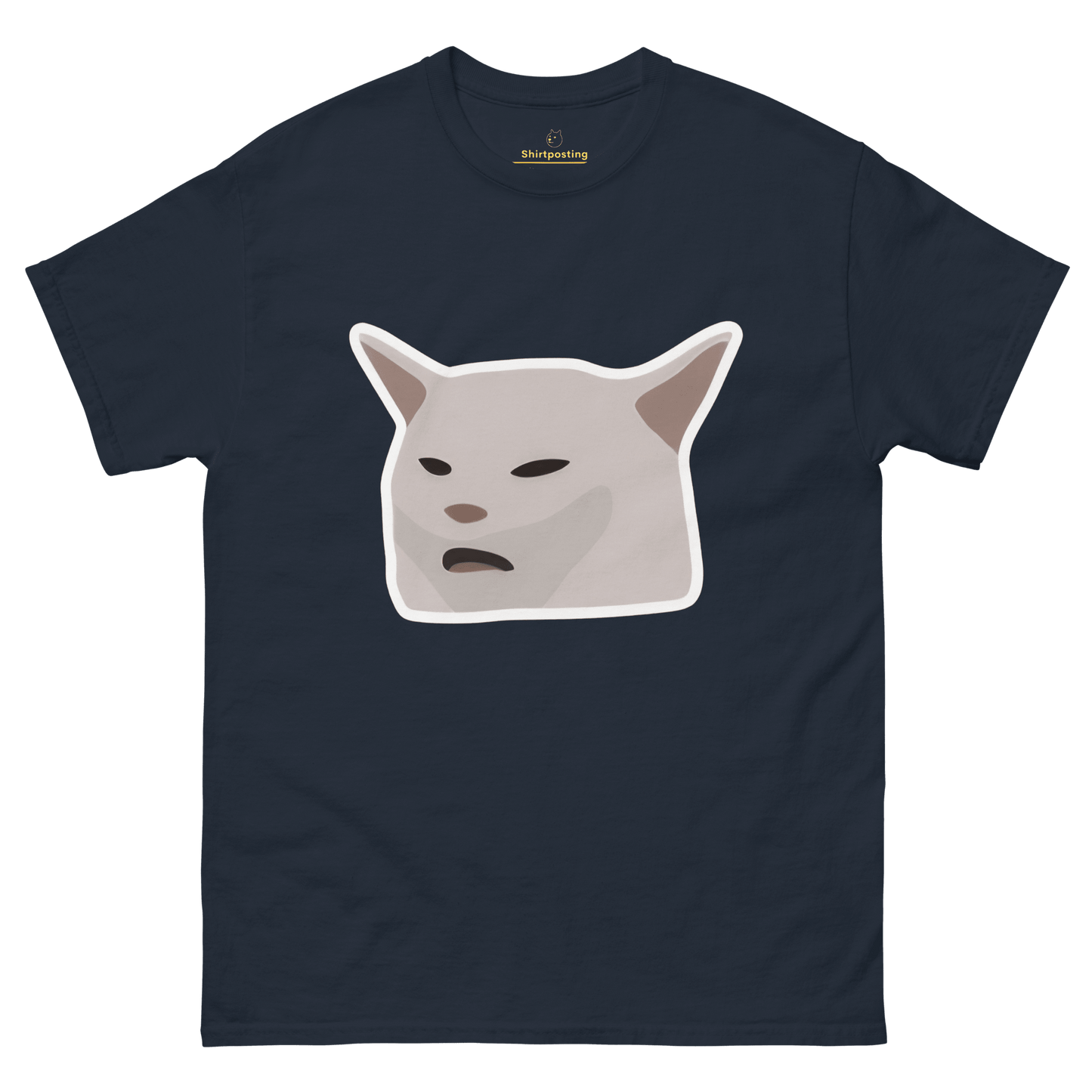 Cat Classic T-Shirt Meme - Navy | Shirtposting