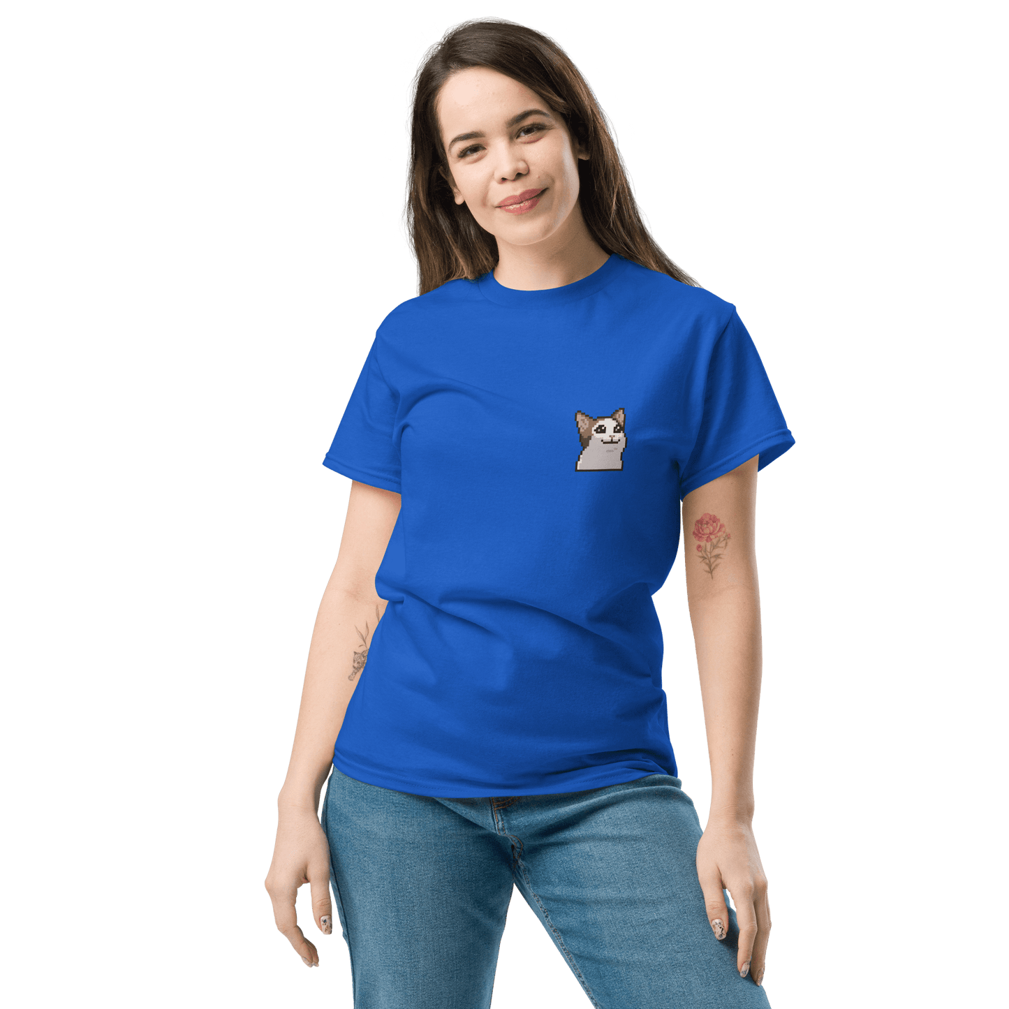 Cat Classic T-Shirt Meme - Royal | Shirtposting