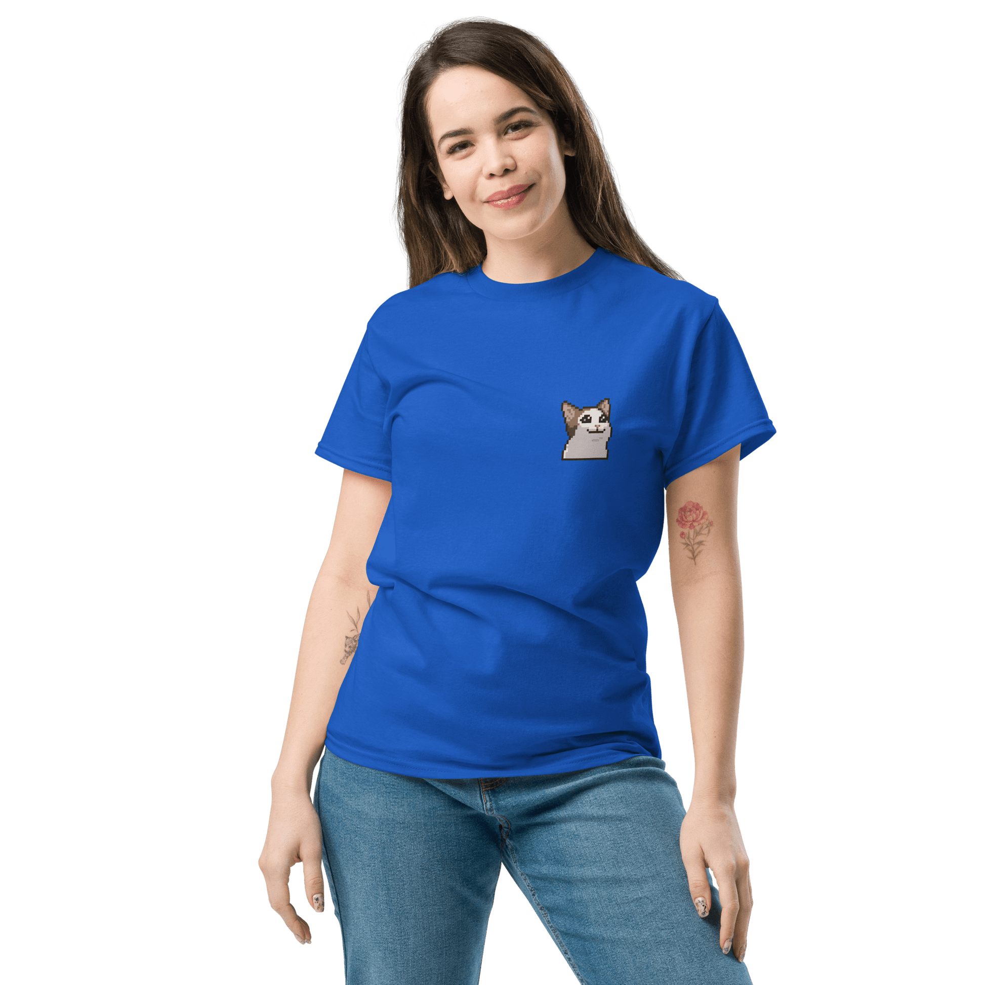 Cat Classic T-Shirt Meme - Royal | Shirtposting