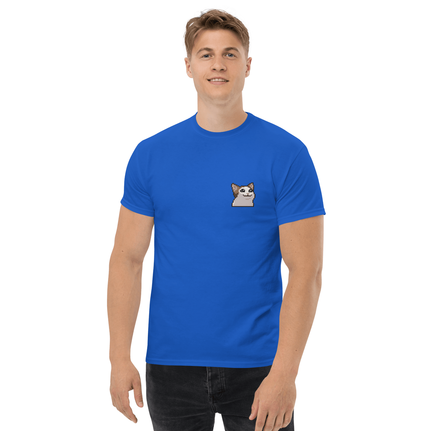 Cat Classic T-Shirt Meme - Royal | Shirtposting