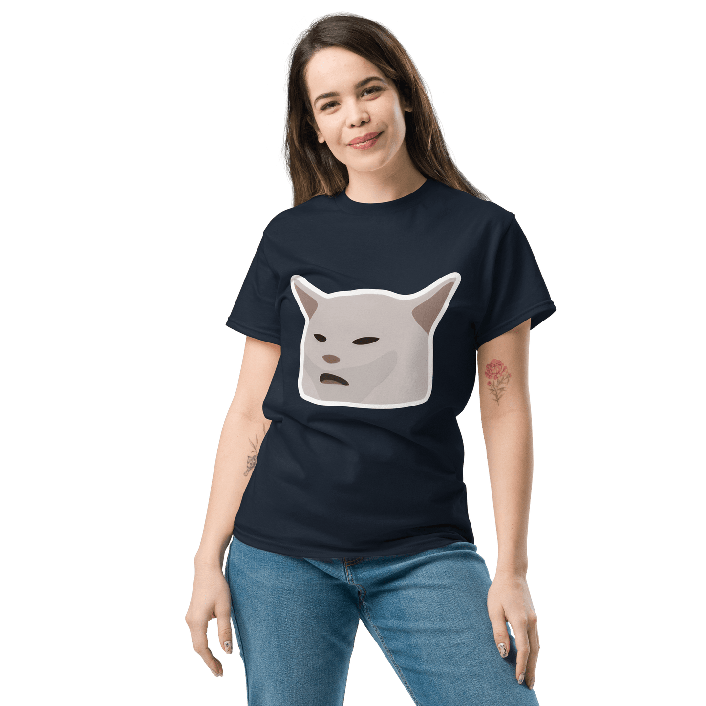 Cat Classic T-Shirt Meme - Royal | Shirtposting