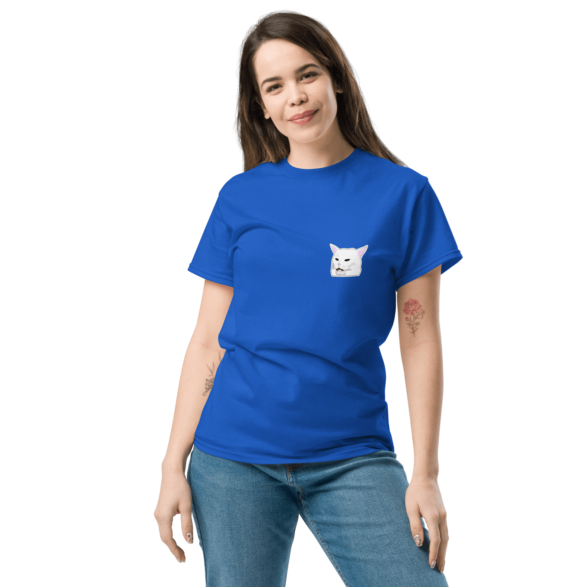 Cat Classic T-Shirt Meme - Royal | Shirtposting