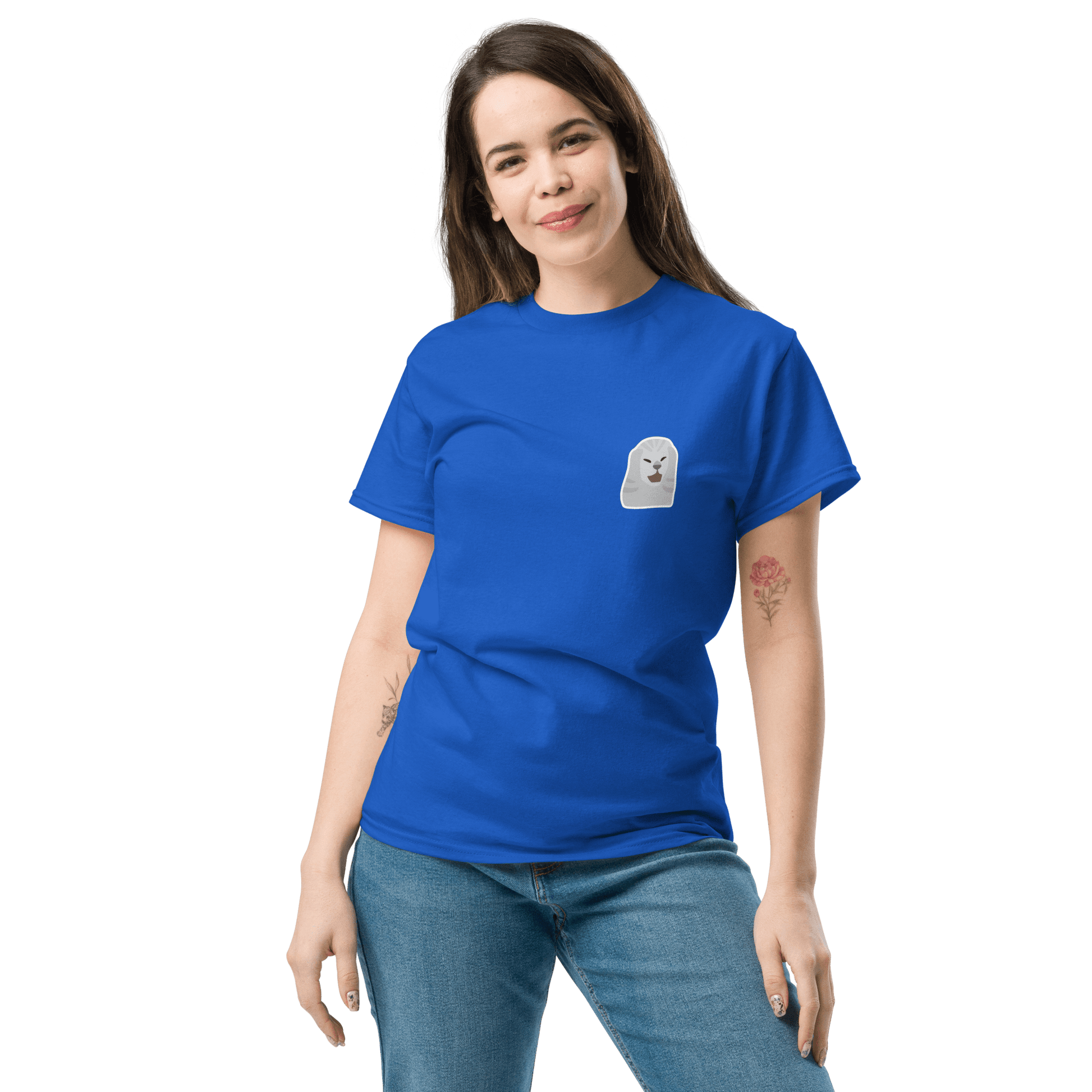 Cat Classic T-Shirt Meme - Royal | Shirtposting