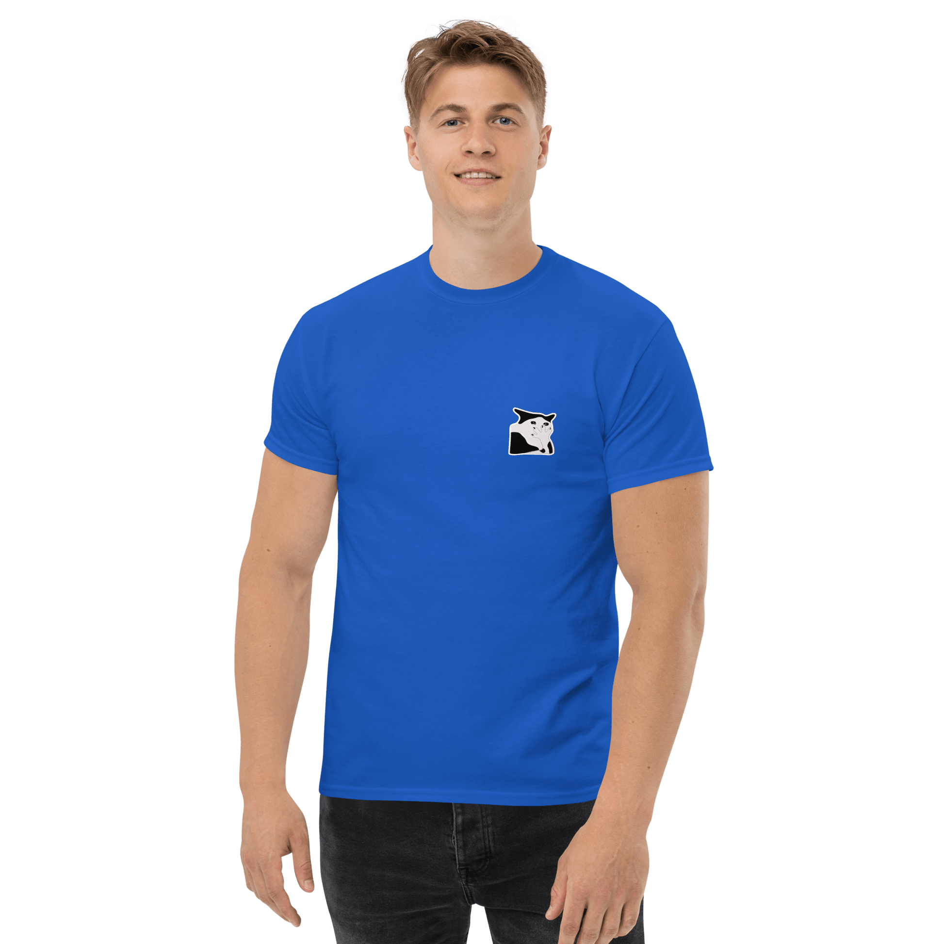 Cat Classic T-Shirt Meme - Royal | Shirtposting
