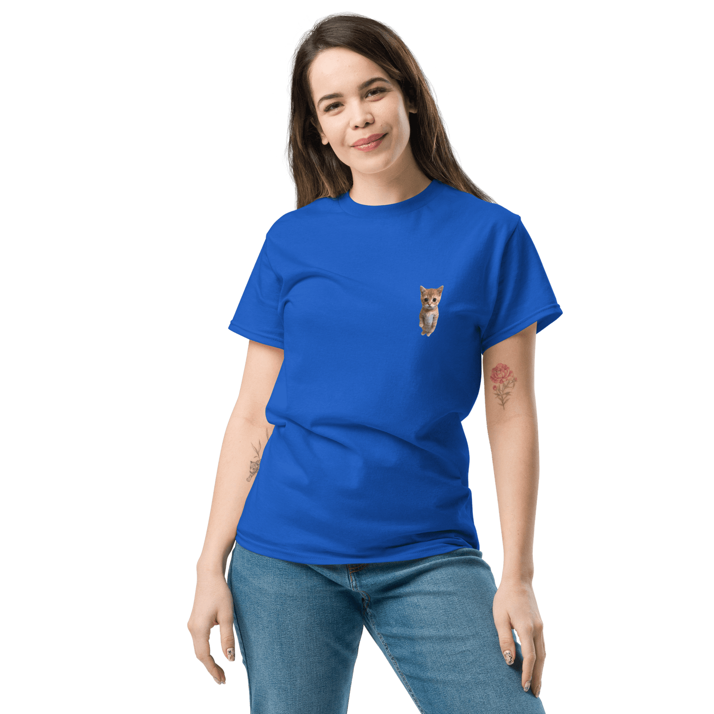 Cat Classic T-Shirt Meme - Royal | Shirtposting