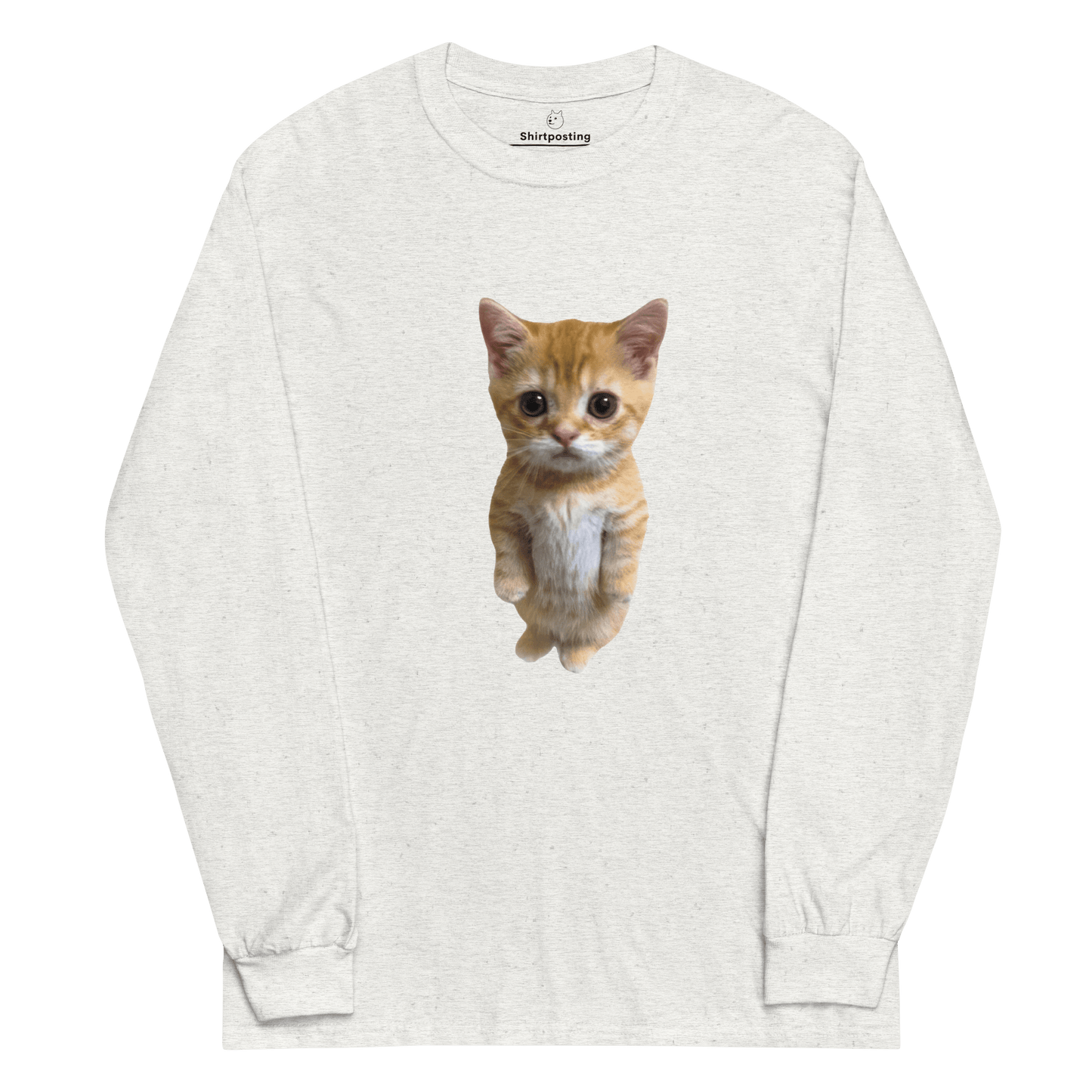 Cat Long Sleeve T-Shirt Meme - Ash | Shirtposting