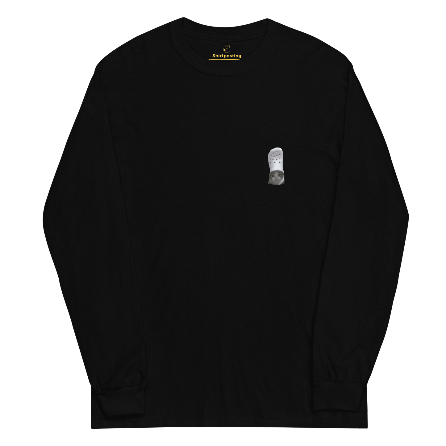 Cat Long Sleeve T-Shirt Meme - Black | Shirtposting