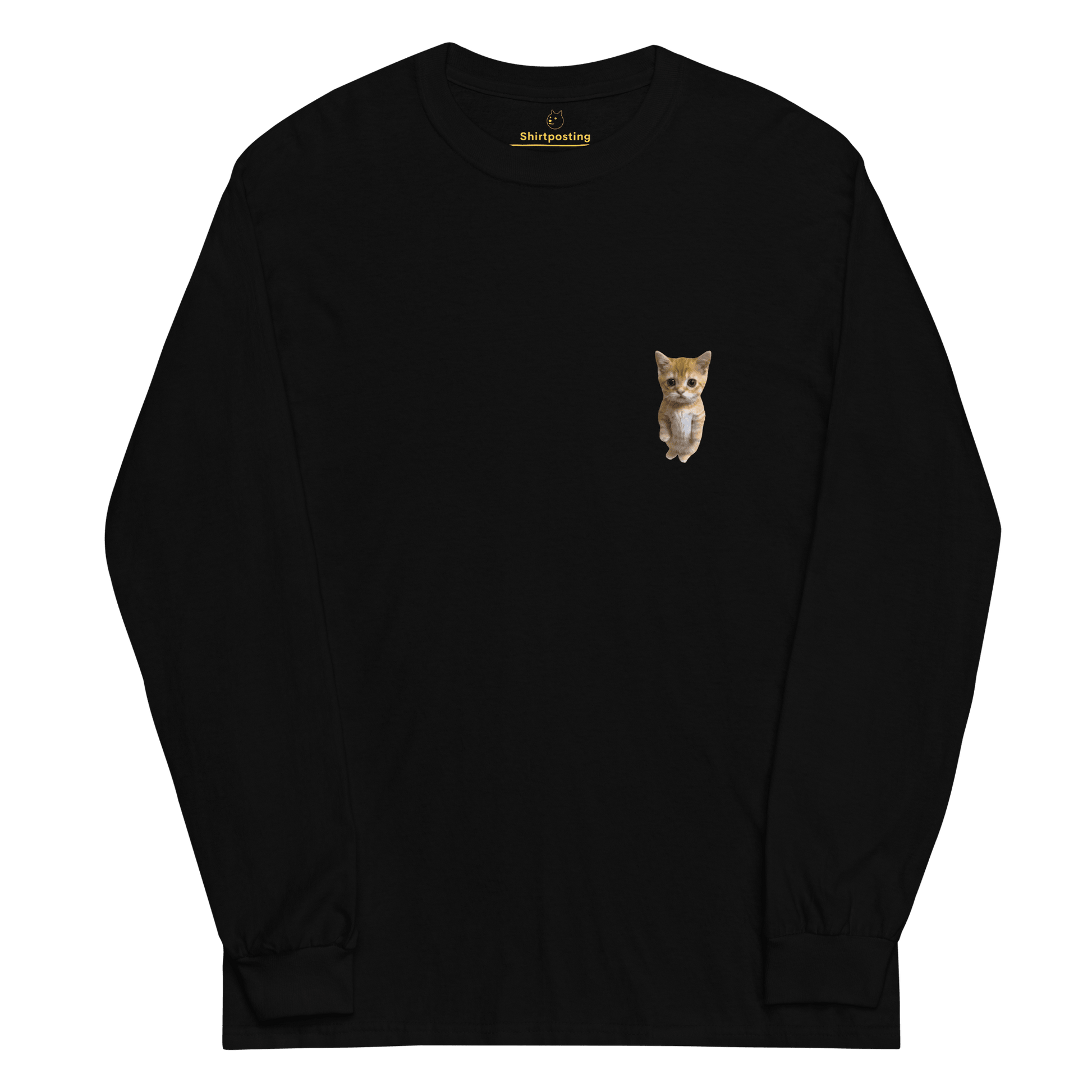 Cat Long Sleeve T-Shirt Meme - Black | Shirtposting