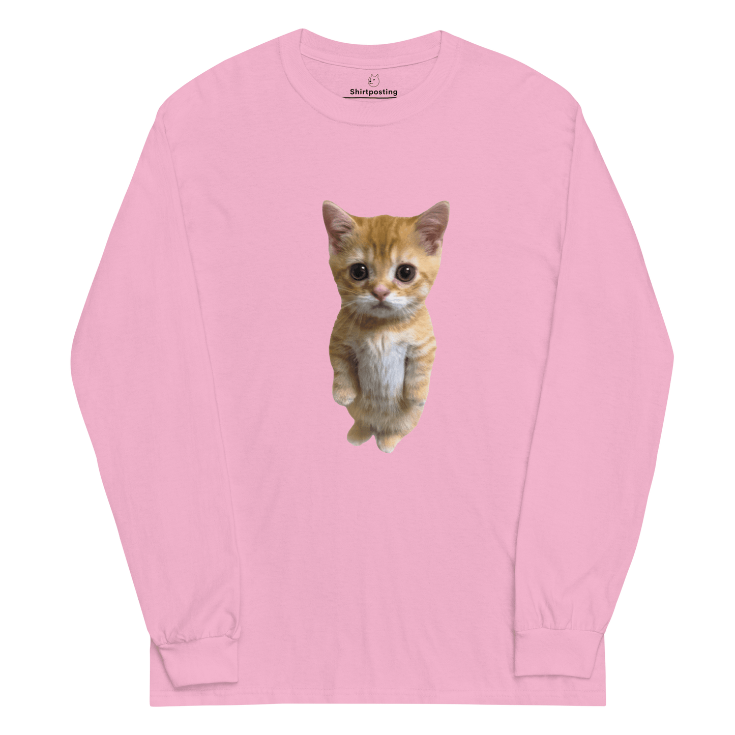 Cat Long Sleeve T-Shirt Meme - Light Pink | Shirtposting
