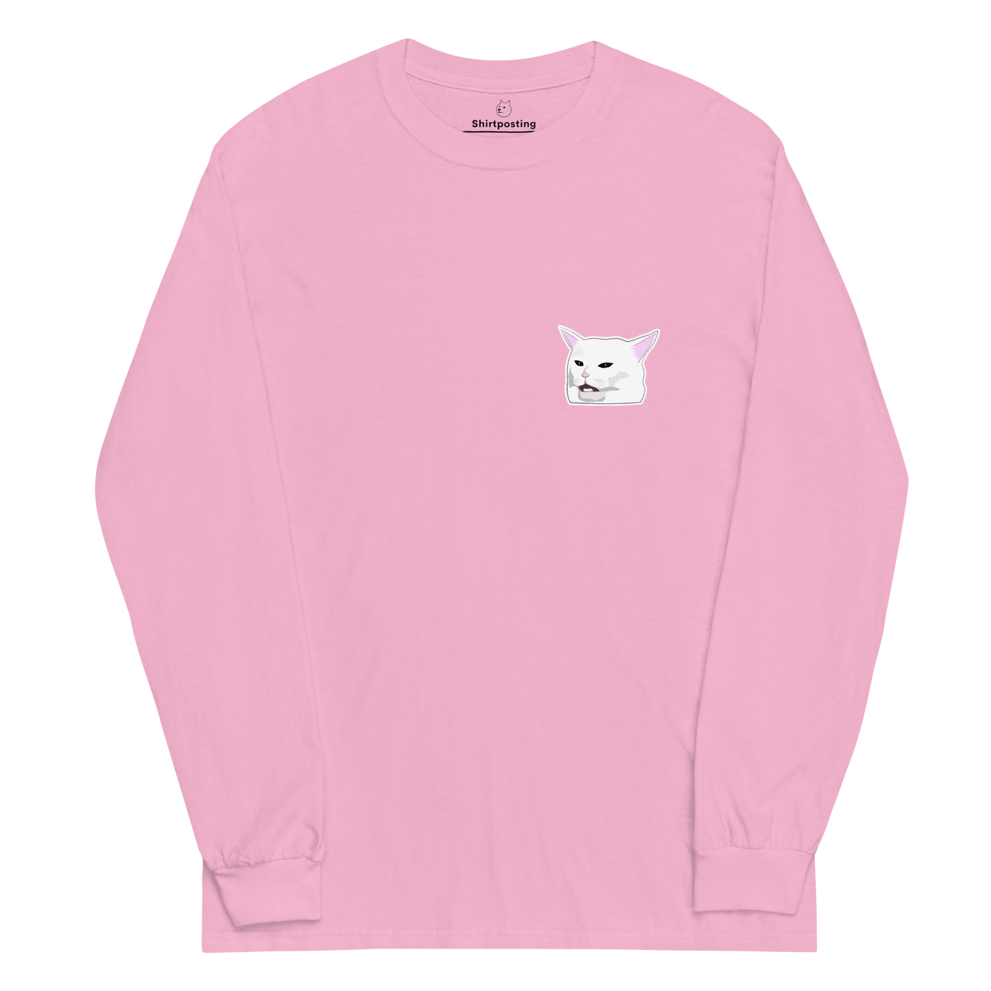 Cat Long Sleeve T-Shirt Meme - Light Pink | Shirtposting