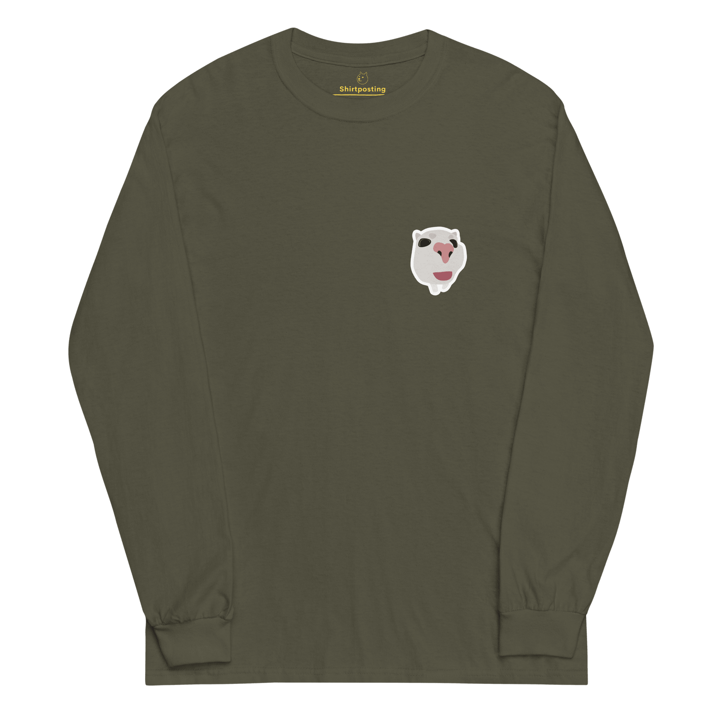 Cat Long Sleeve T-Shirt Meme - Military Green | Shirtposting