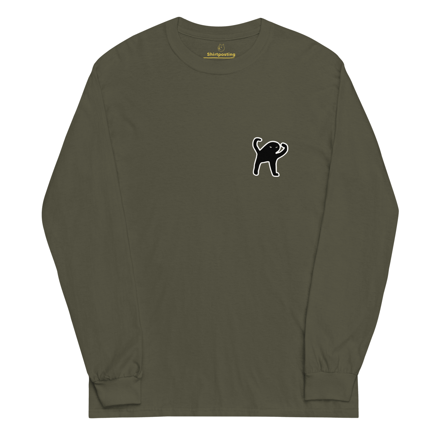 Cat Long Sleeve T-Shirt Meme - Military Green | Shirtposting