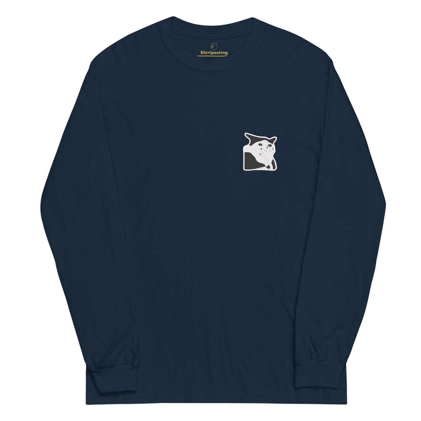 Cat Long Sleeve T-Shirt Meme - Navy | Shirtposting
