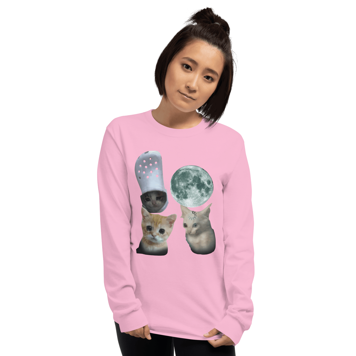 Cat Long Sleeve T-Shirt Meme - Navy | Shirtposting