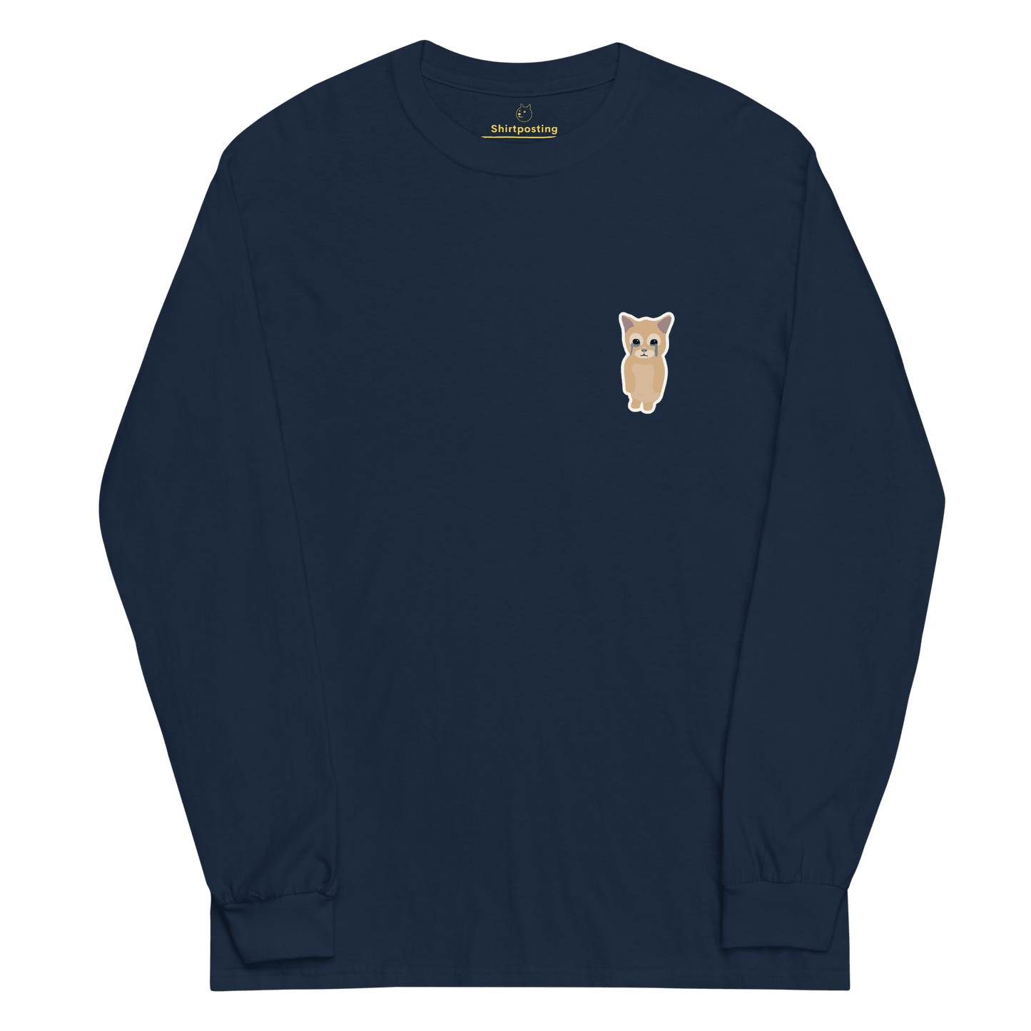 Cat Long Sleeve T-Shirt Meme - Navy | Shirtposting