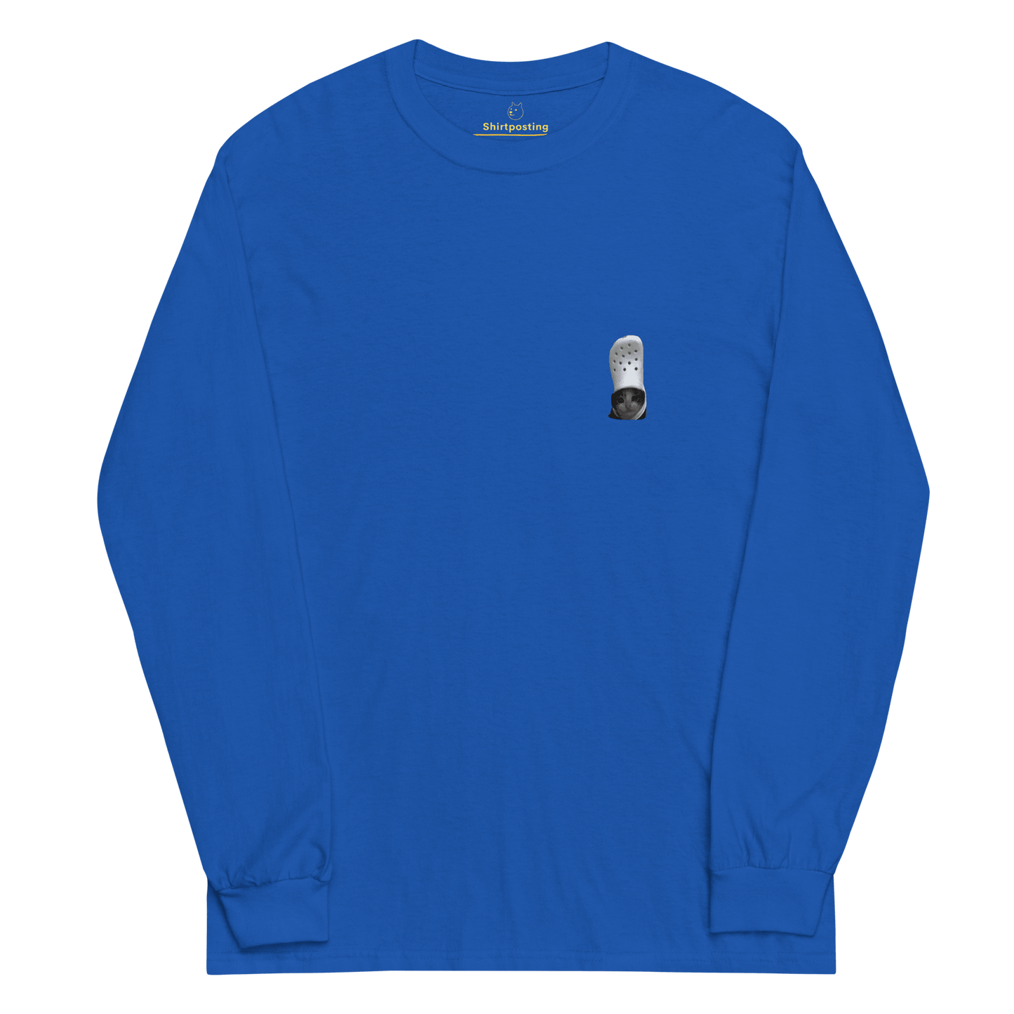 Cat Long Sleeve T-Shirt Meme - Royal | Shirtposting