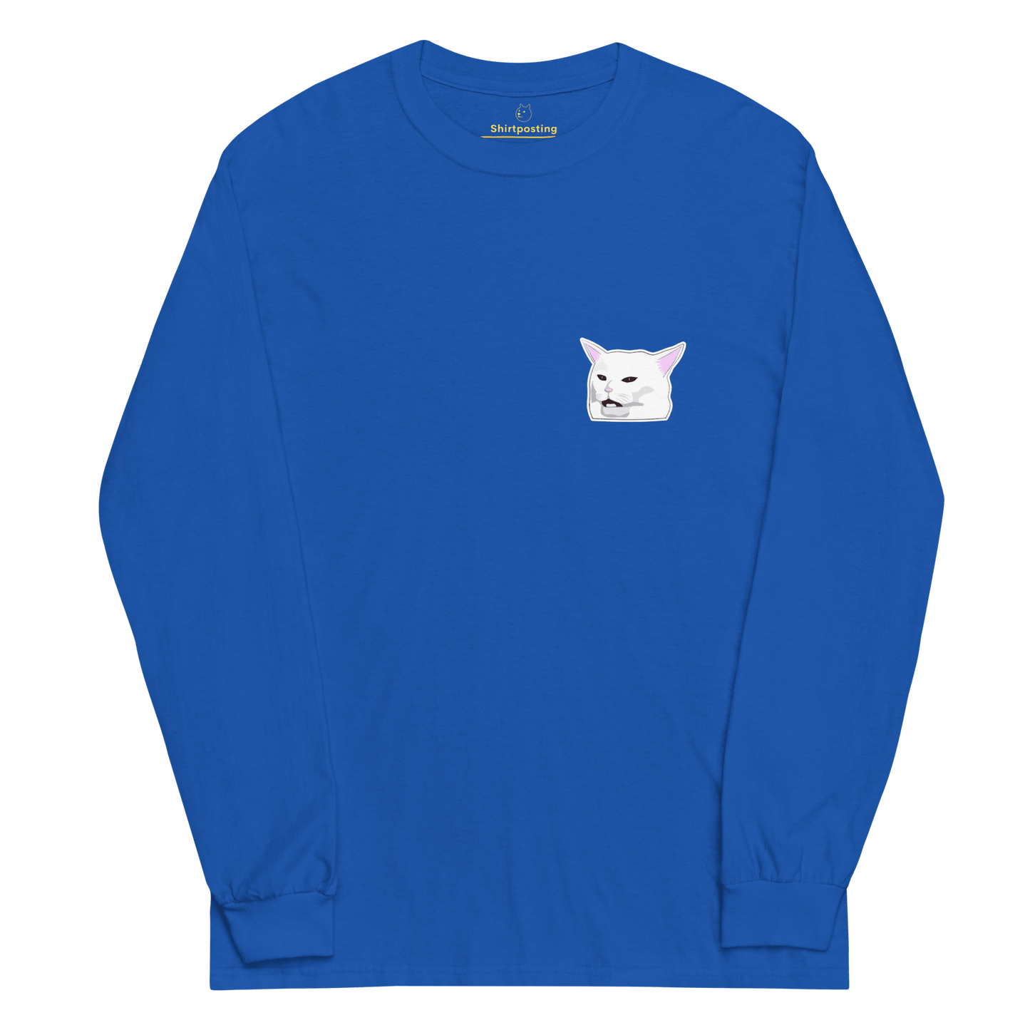 Cat Long Sleeve T-Shirt Meme - Royal | Shirtposting