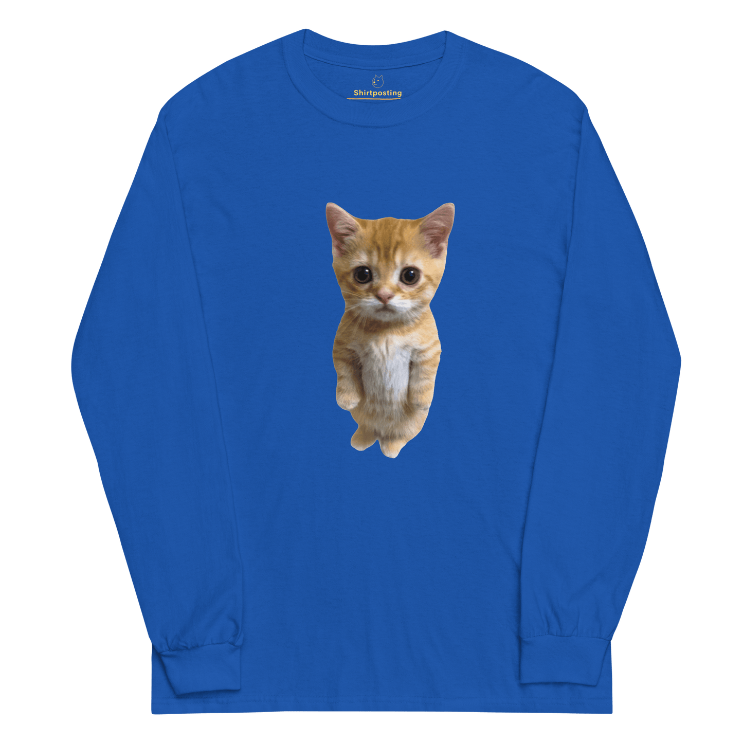 Cat Long Sleeve T-Shirt Meme - Royal | Shirtposting