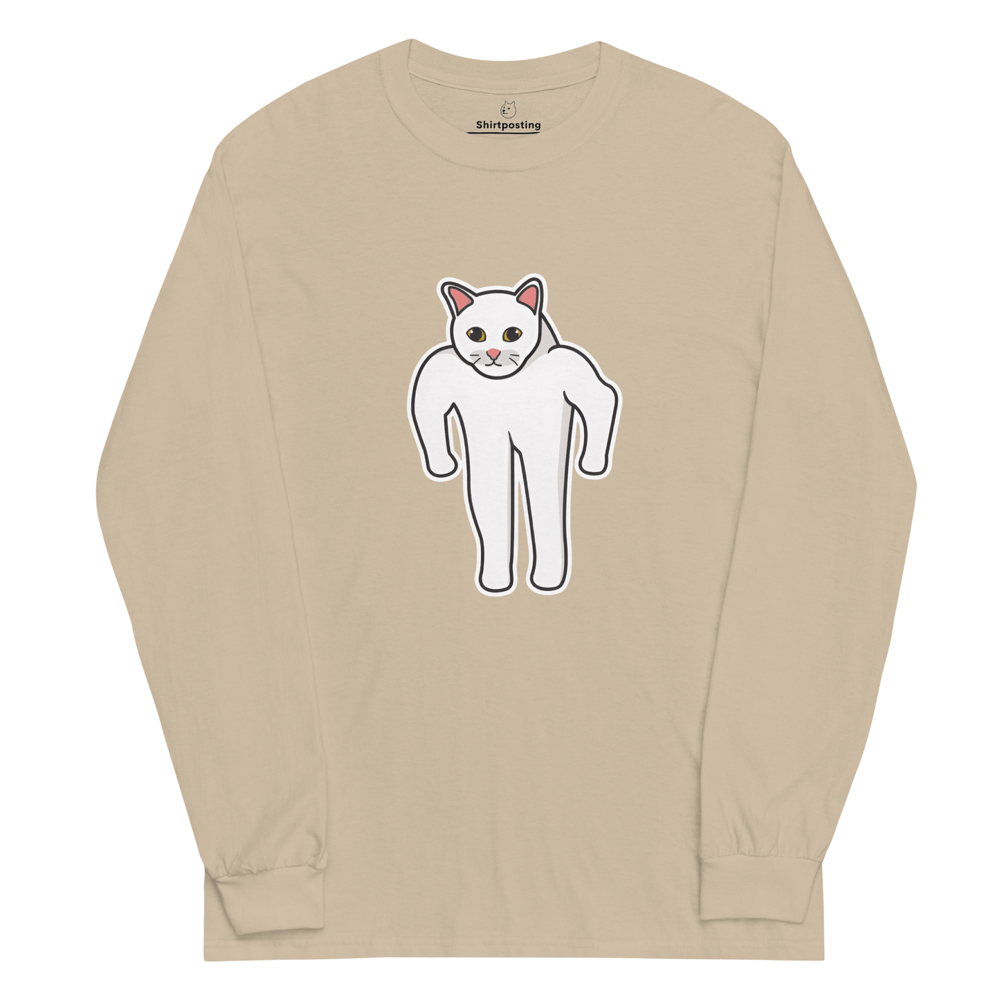 Cat Long Sleeve T-Shirt Meme - Sand | Shirtposting
