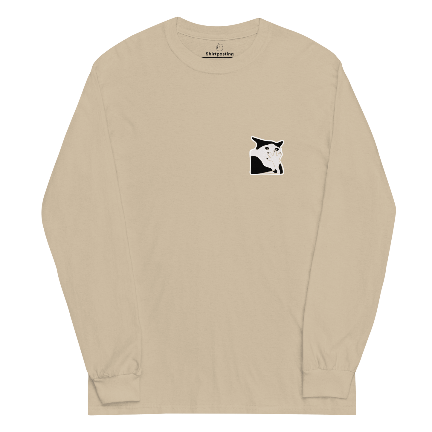 Cat Long Sleeve T-Shirt Meme - Sand | Shirtposting