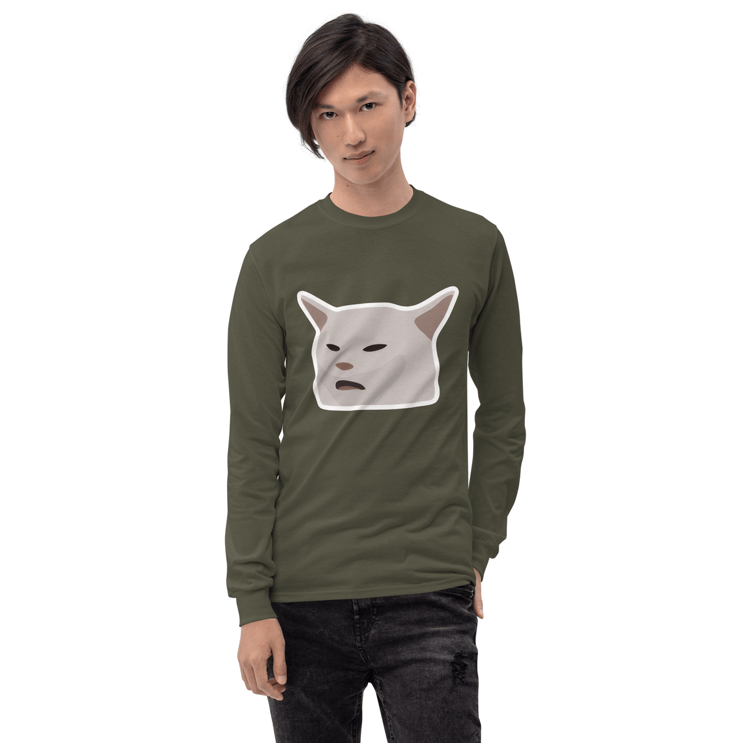 Cat Long Sleeve T-Shirt Meme - Sport Grey | Shirtposting
