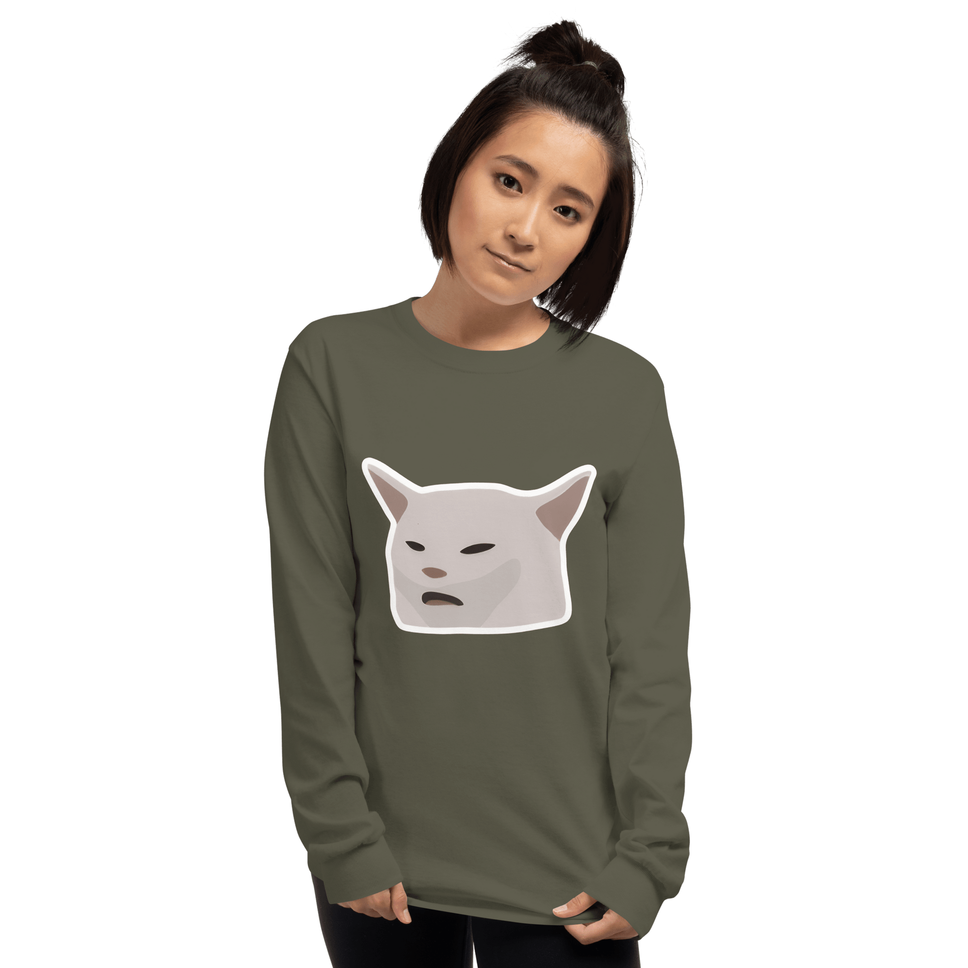 Cat Long Sleeve T-Shirt Meme - Sport Grey | Shirtposting