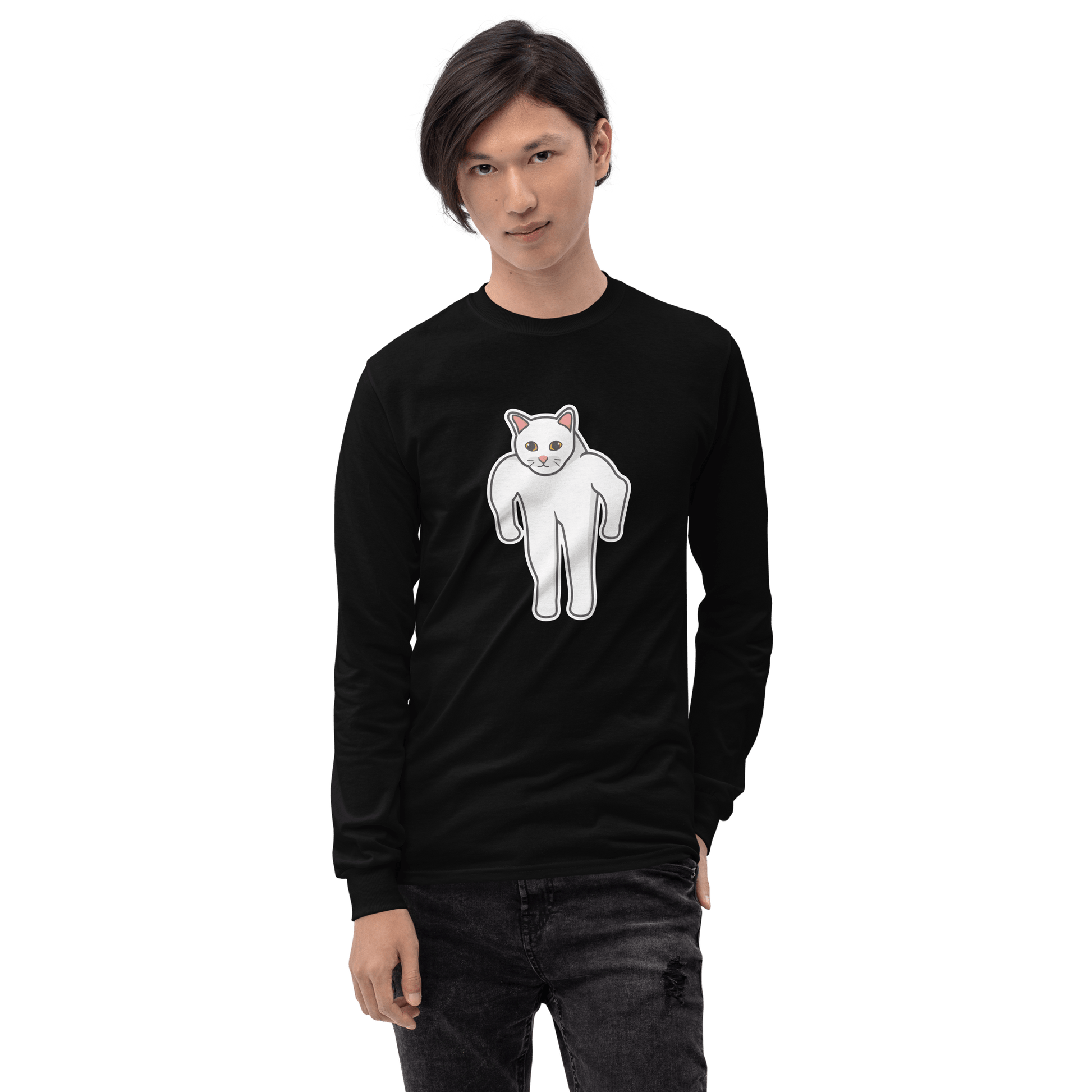 Cat Long Sleeve T-Shirt Meme - Sport Grey | Shirtposting