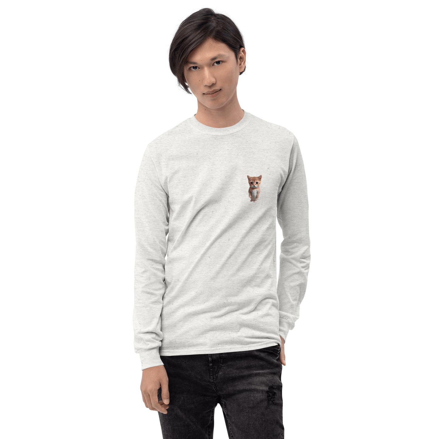 Cat Long Sleeve T-Shirt Meme - Sport Grey | Shirtposting