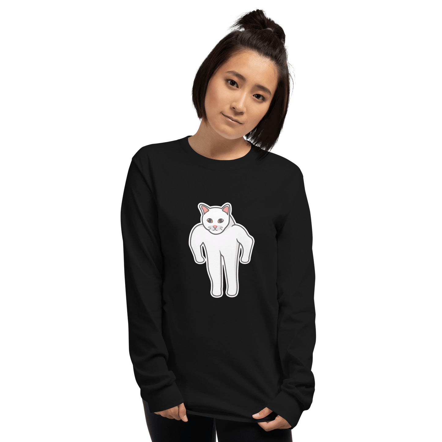 Cat Long Sleeve T-Shirt Meme - Sport Grey | Shirtposting