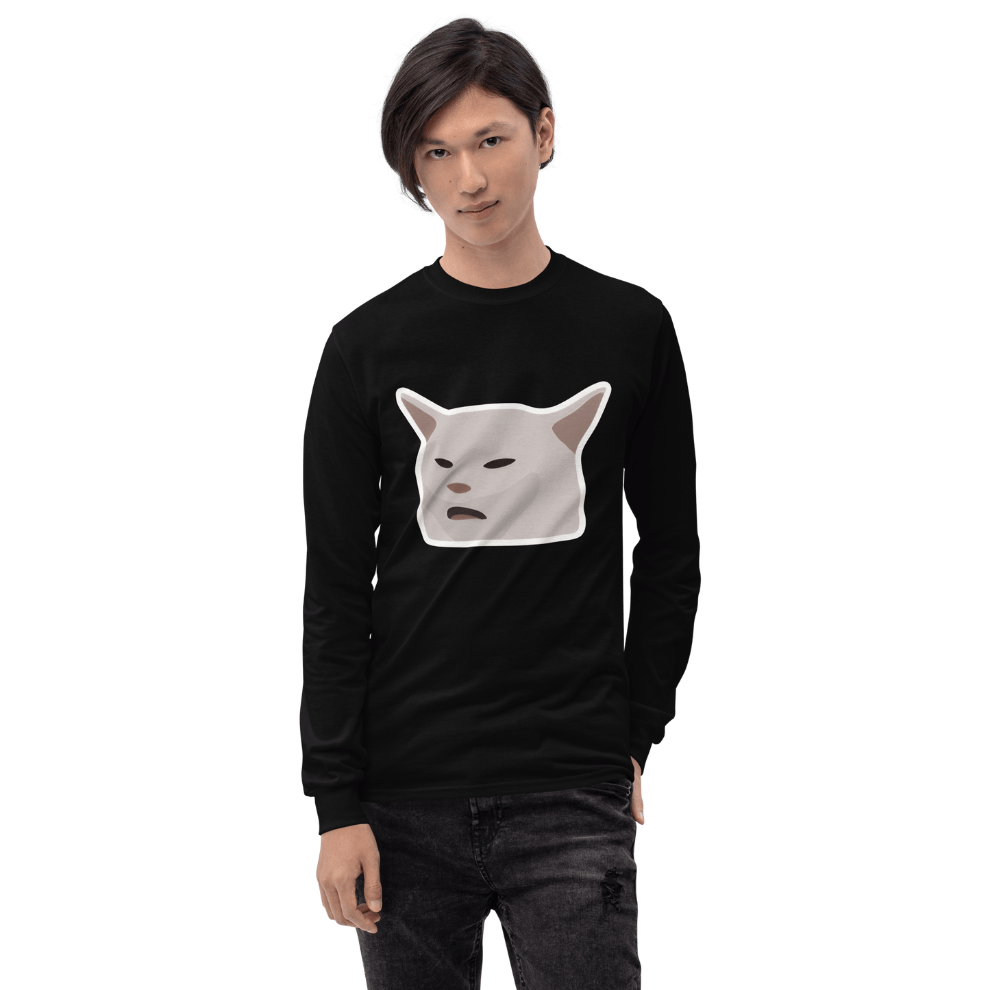 Cat Long Sleeve T-Shirt Meme - Sport Grey | Shirtposting