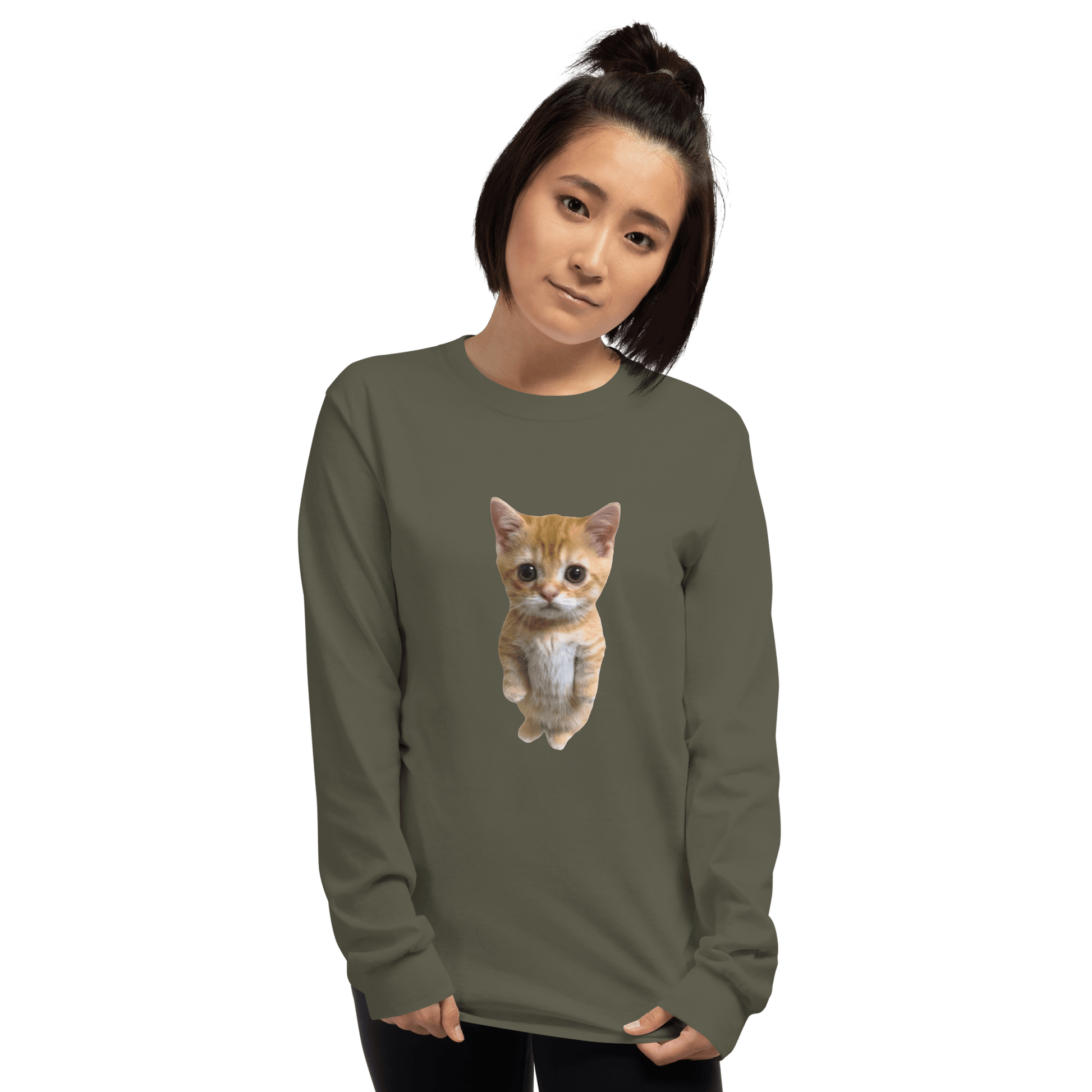 Cat Long Sleeve T-Shirt Meme - Sport Grey | Shirtposting